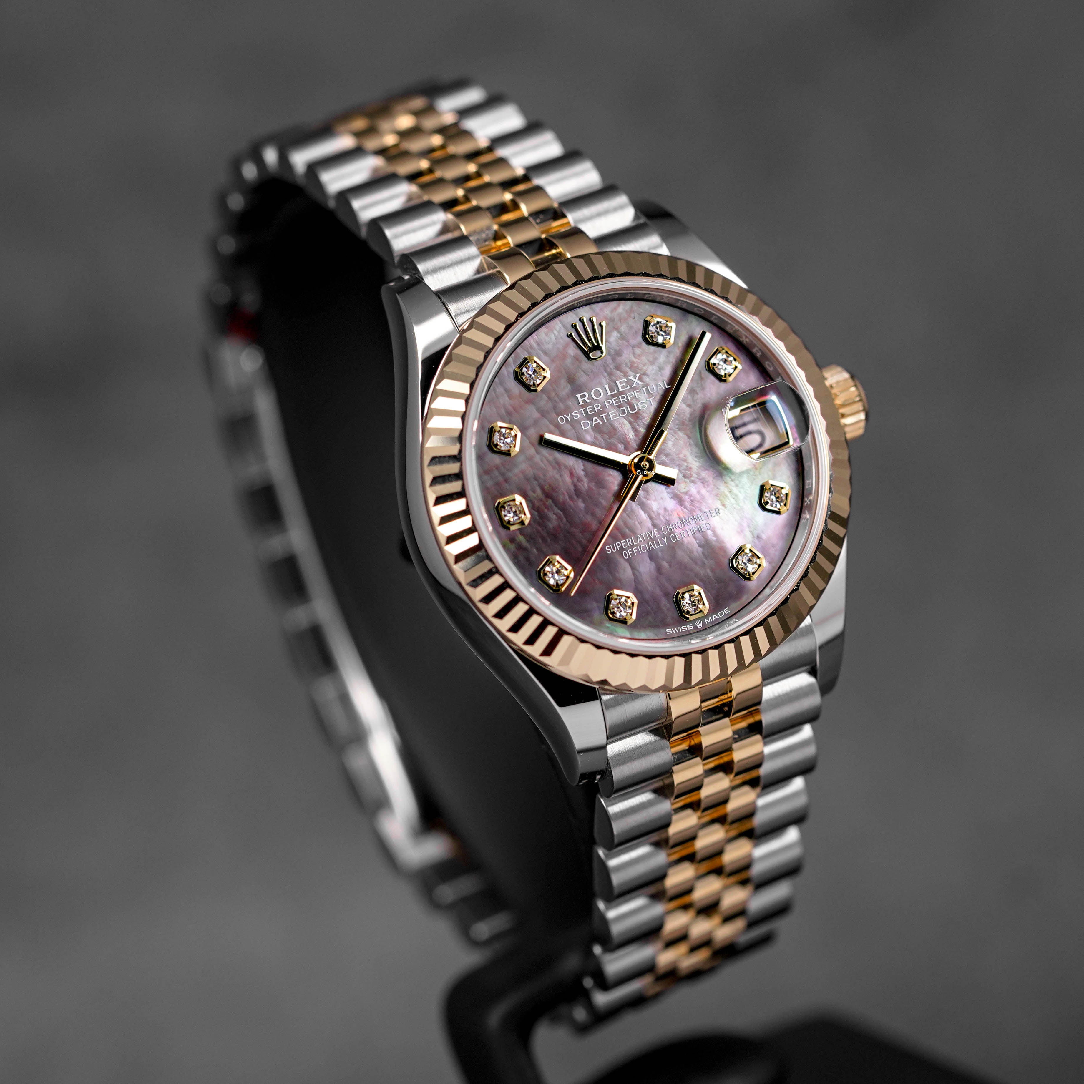 DATEJUST 31MM TWOTONE YELLOWGOLD BLACK MOP DIAMOND DIAL (2025)