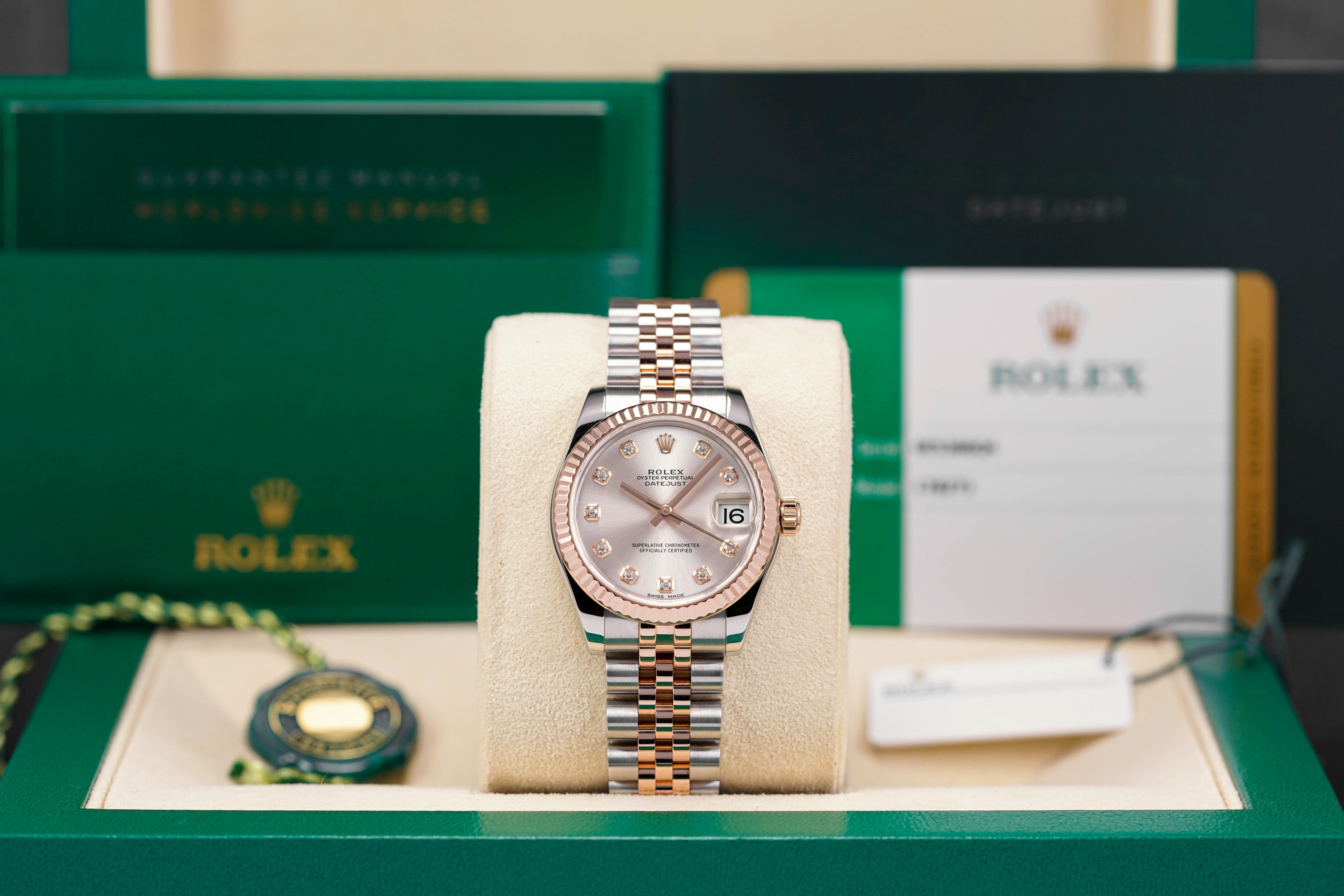 DATEJUST 31MM TWOTONE ROSEGOLD SILVER DIAMOND DIAL (2018)