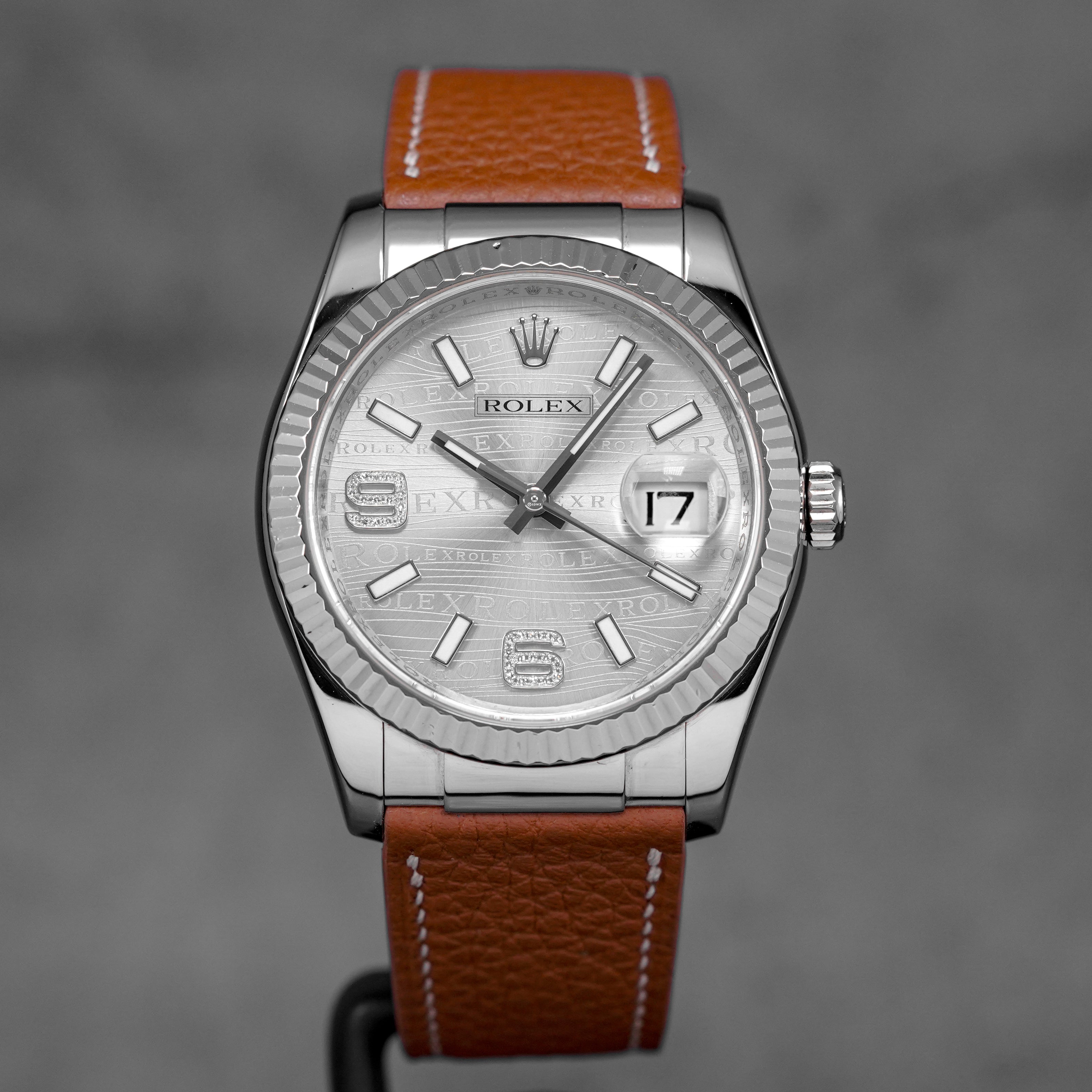 ROLEX DATEJUST 36MM SILVER WAVE DIAMOND ON DIAL AFTERMARKET