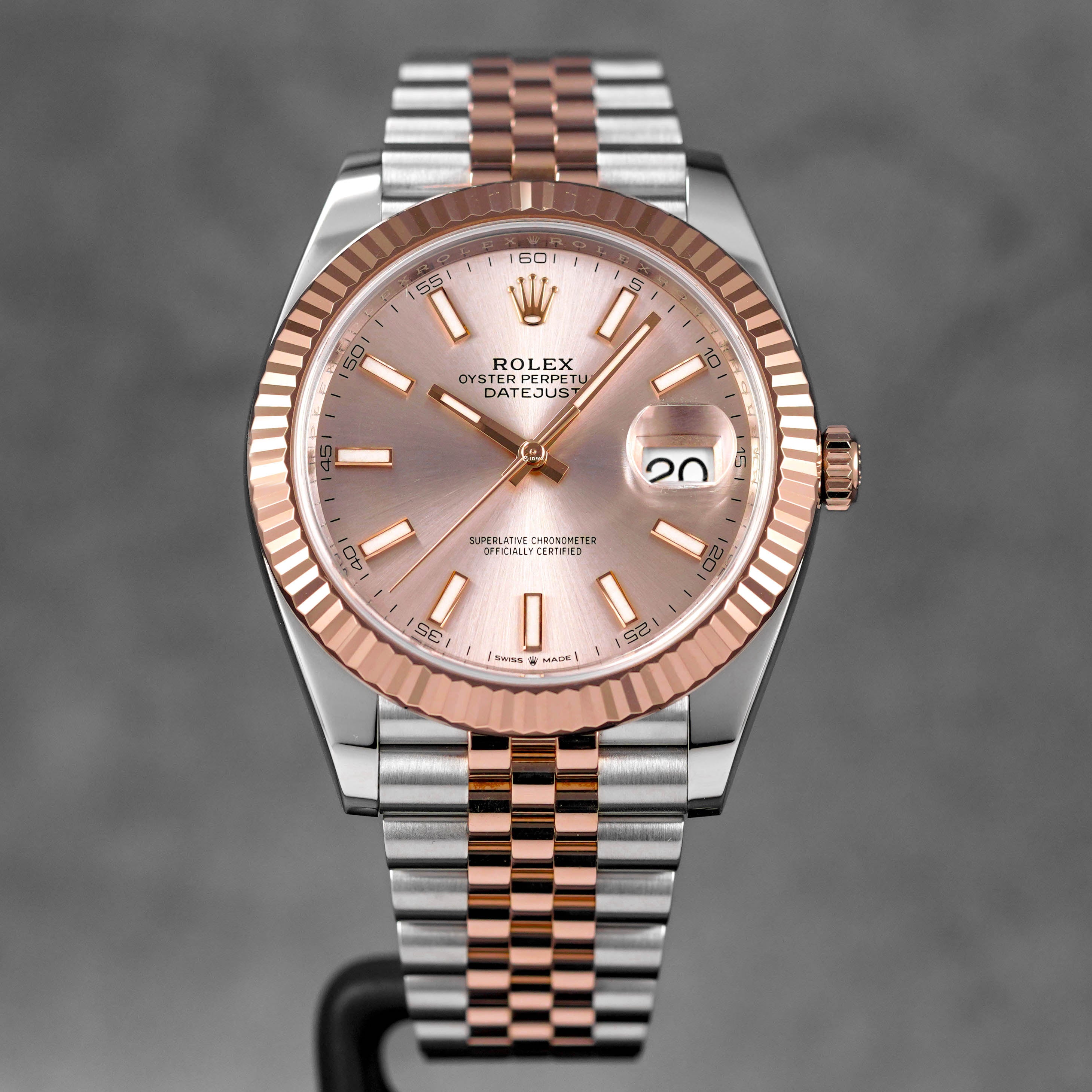 ROLEX DATEJUST 41MM TWOTONE ROSEGOLD PINK SUNDUST DIAL 2020 IDWX