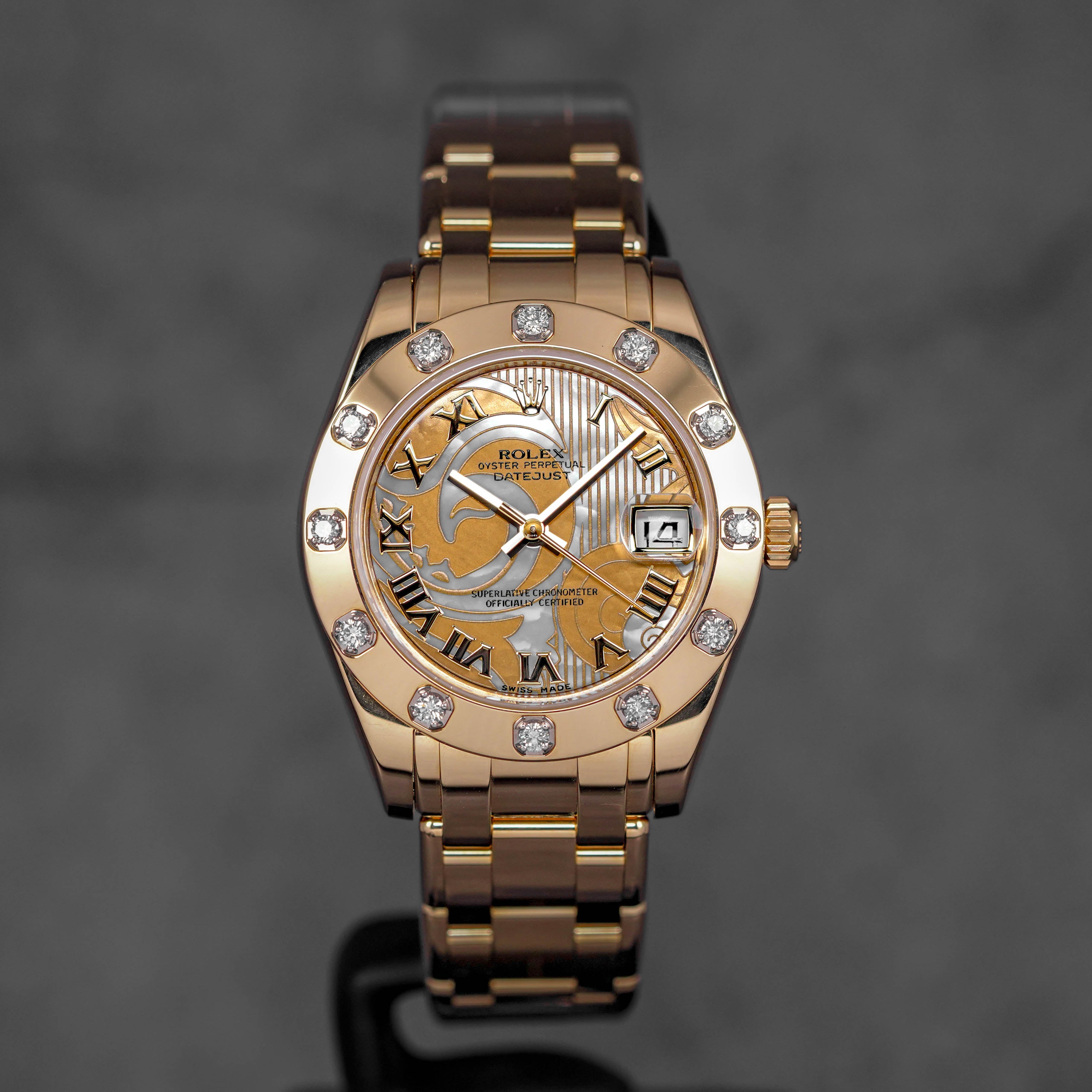 DATEJUST PEARLMASTER 34MM YELLOWGOLD 'DUST DREAM' MOP DIAMOND DIAL (WATCH ONLY)