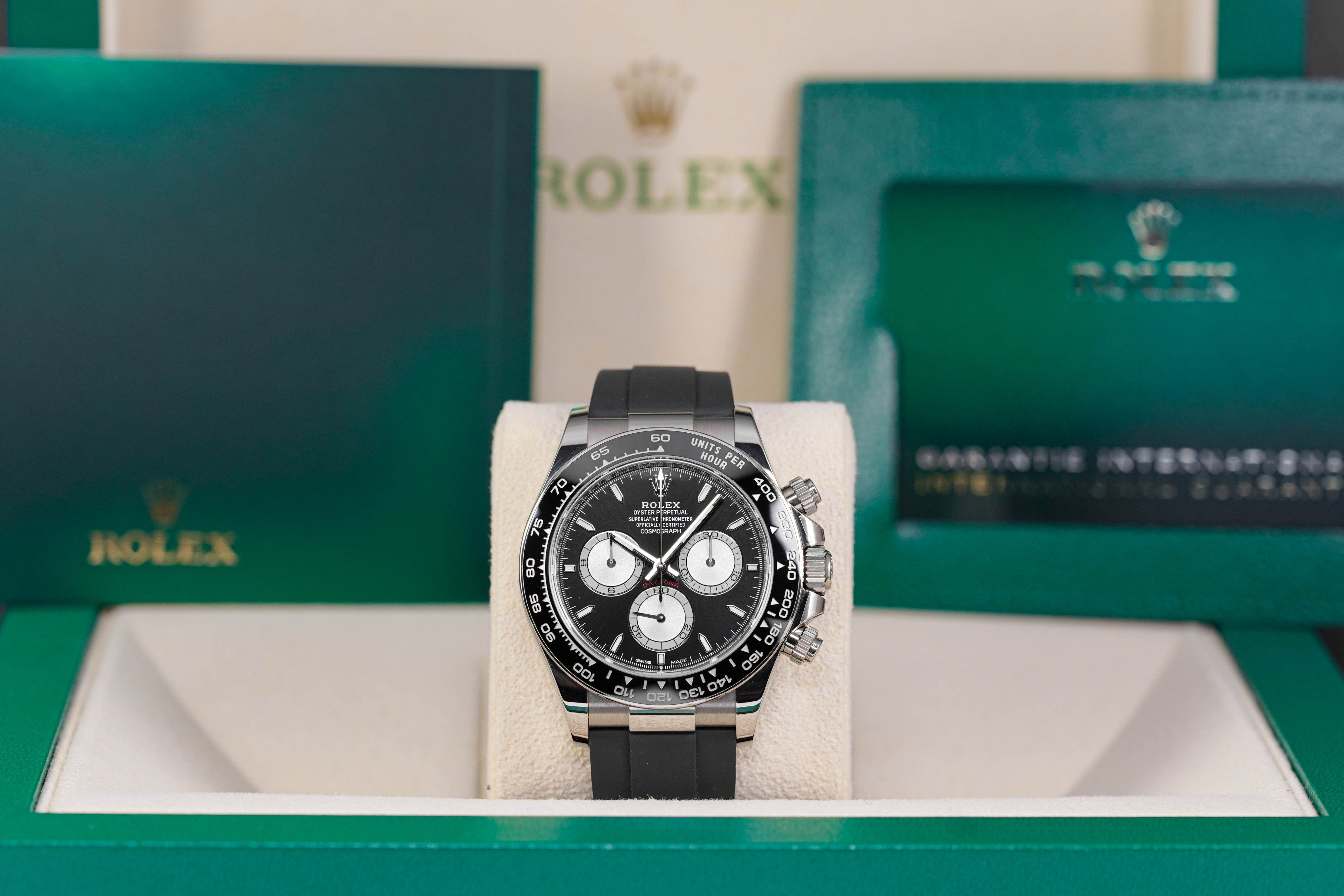 DAYTONA OYSTERFLEX WHITEGOLD BLACK DIAL RING BEZEL (2024)