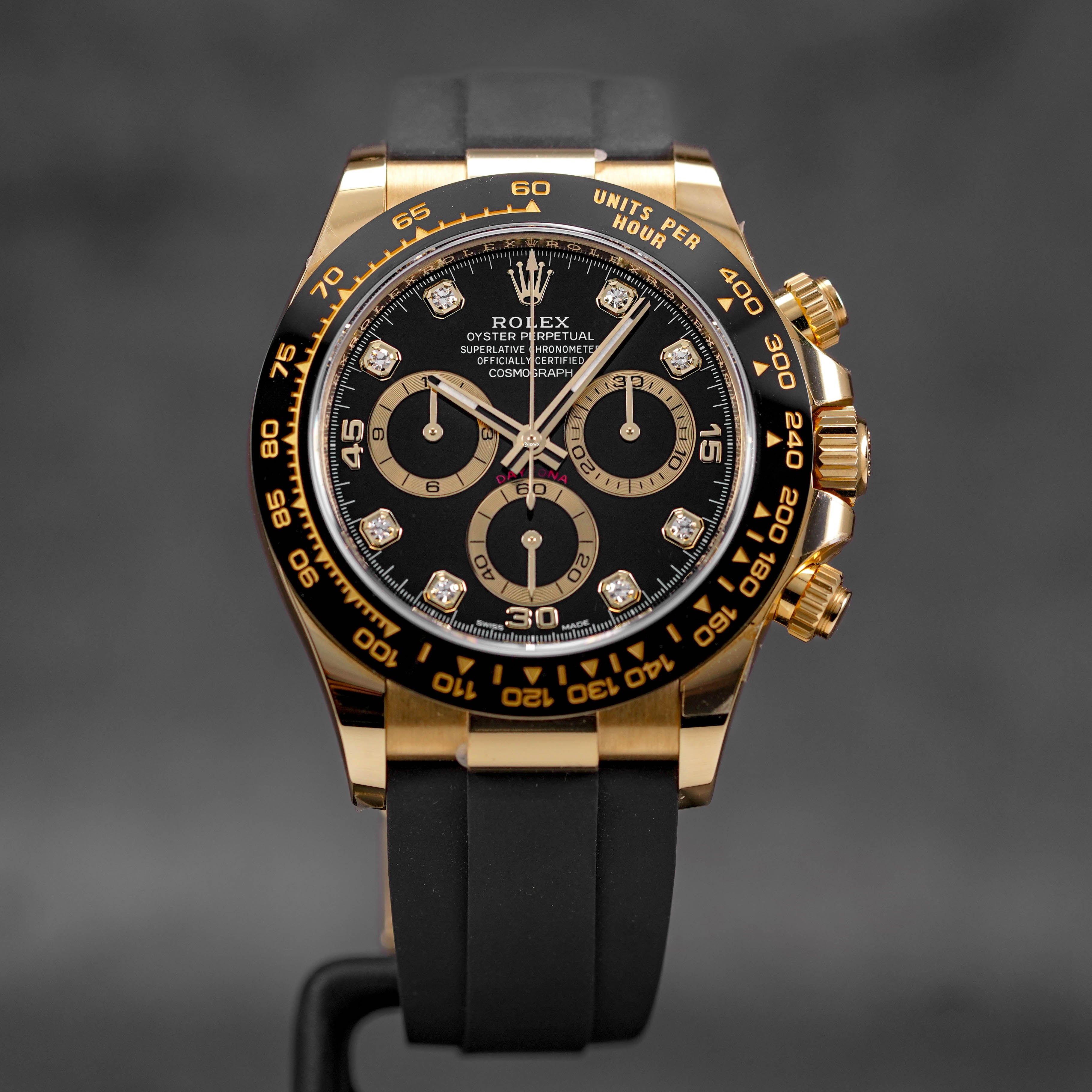 ROLEX DAYTONA OYSTERFLEX YELLOWGOLD BLACK DIAMOND DIAL (2023) IDWX