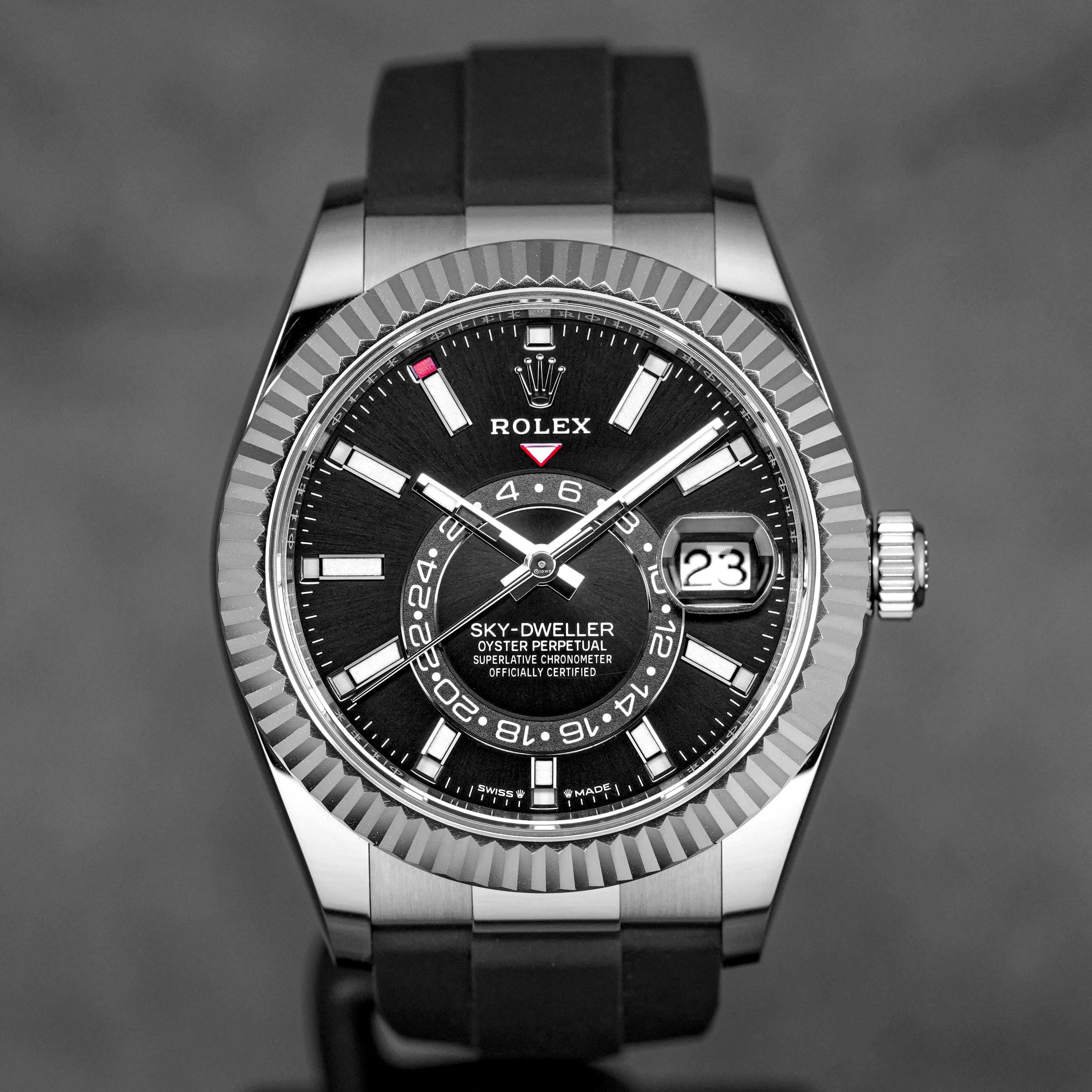 ROLEX SKY-DWELLER OYSTERFLEX WHITEGOLD BLACK DIAL (2024) IDWX