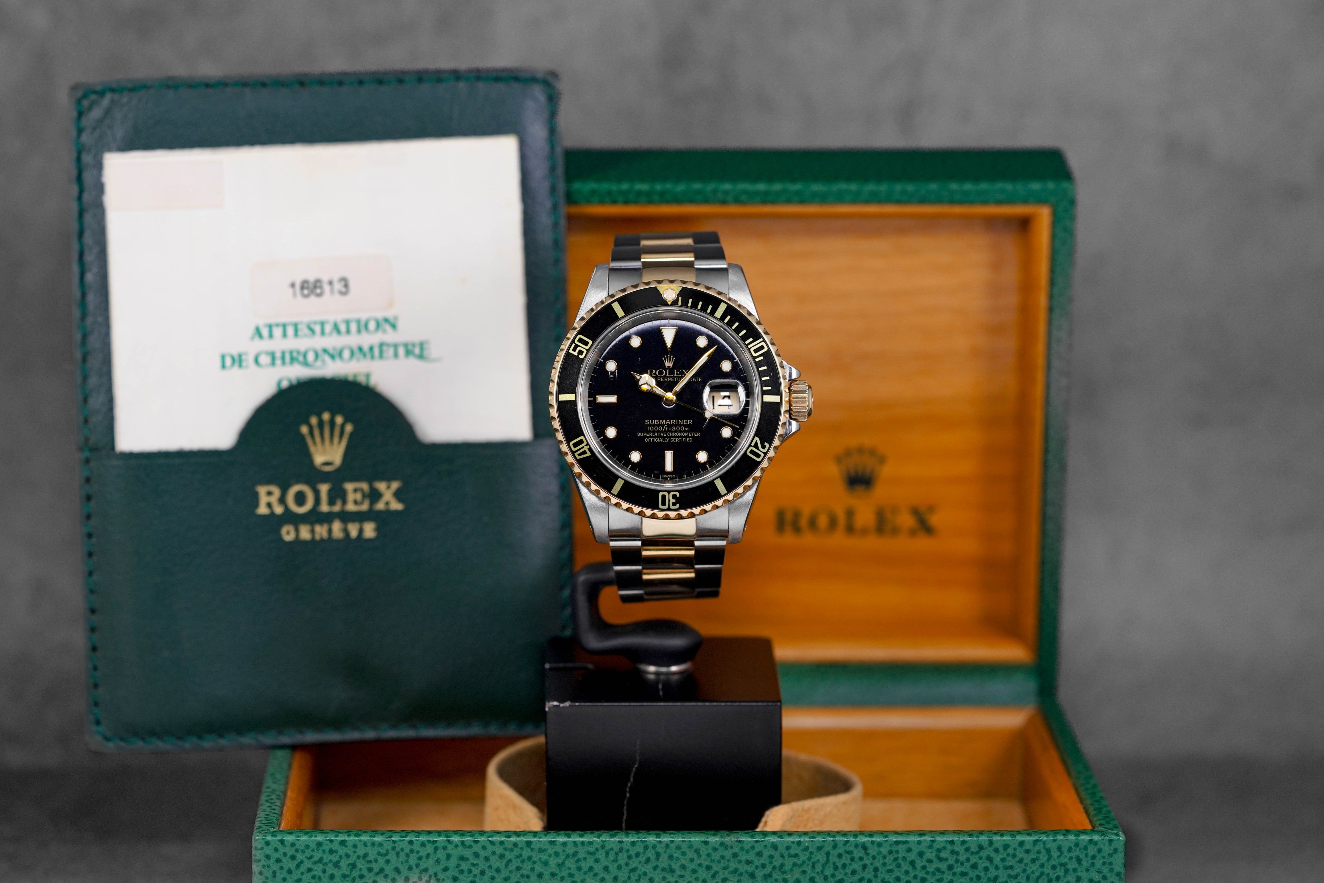 ROLEX SUBMARINER DATE 40MM 16613 TWOTONE YELLOWGOLD BLACK DIAL