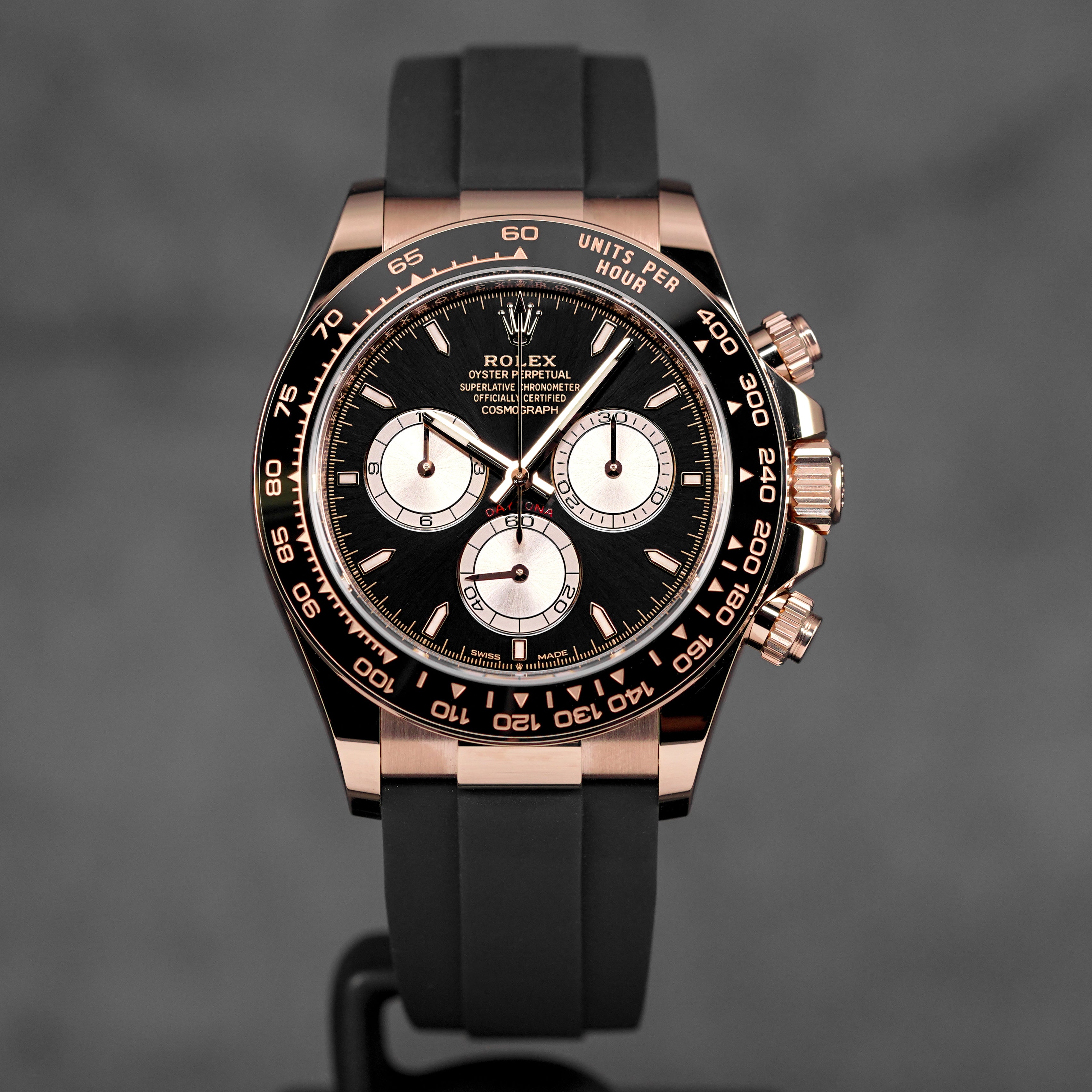 Harga Rolex daytona oysterflex rosegold black indonesia