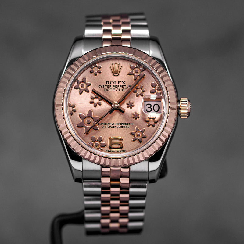 DATEJUST 31MM TWOTONE ROSEGOLD PINK FLORAL DIAL (2009)