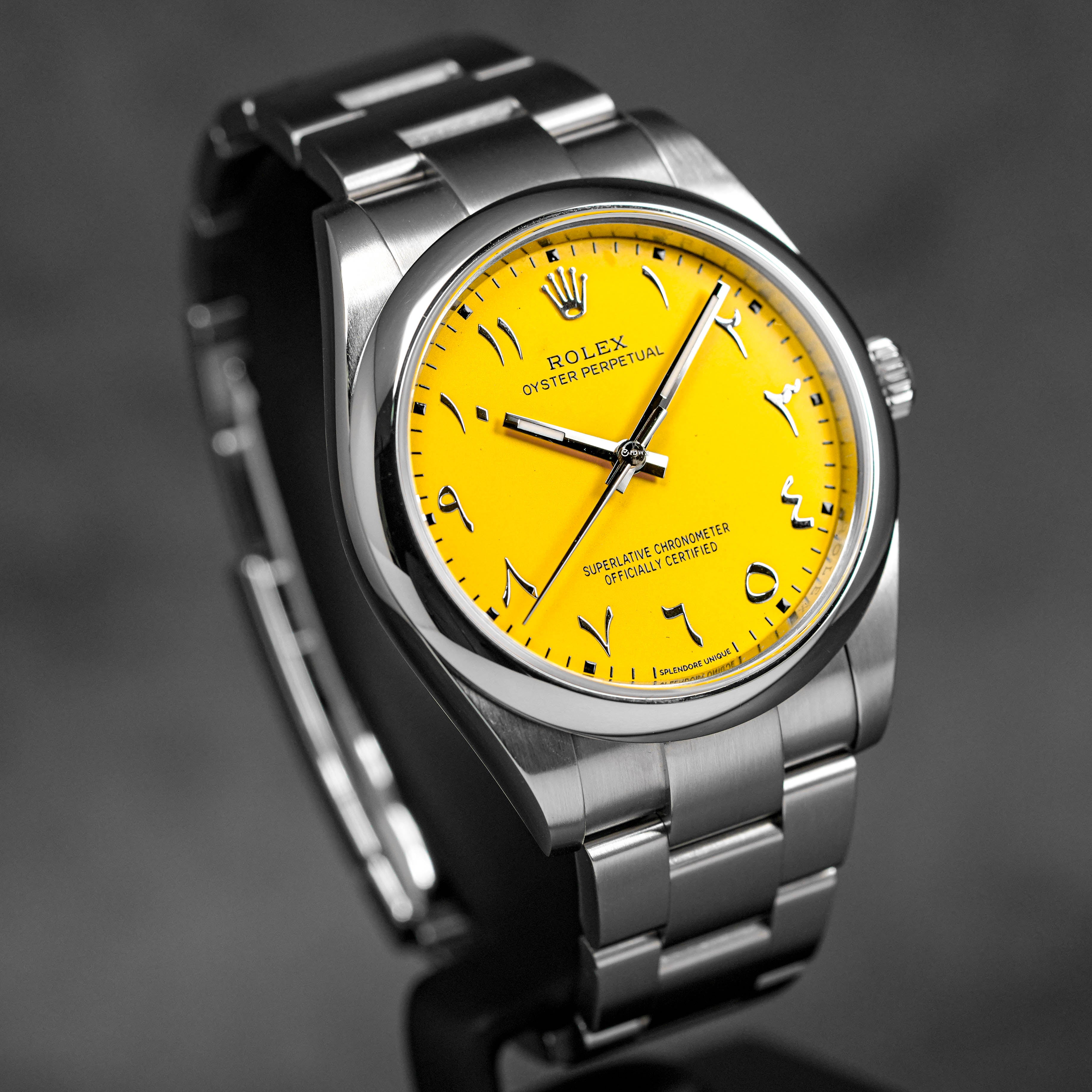 OYSTER PERPETUAL 41MM BLACK DIAL CUSTOM YELLOW ARABIC DIAL (2023)