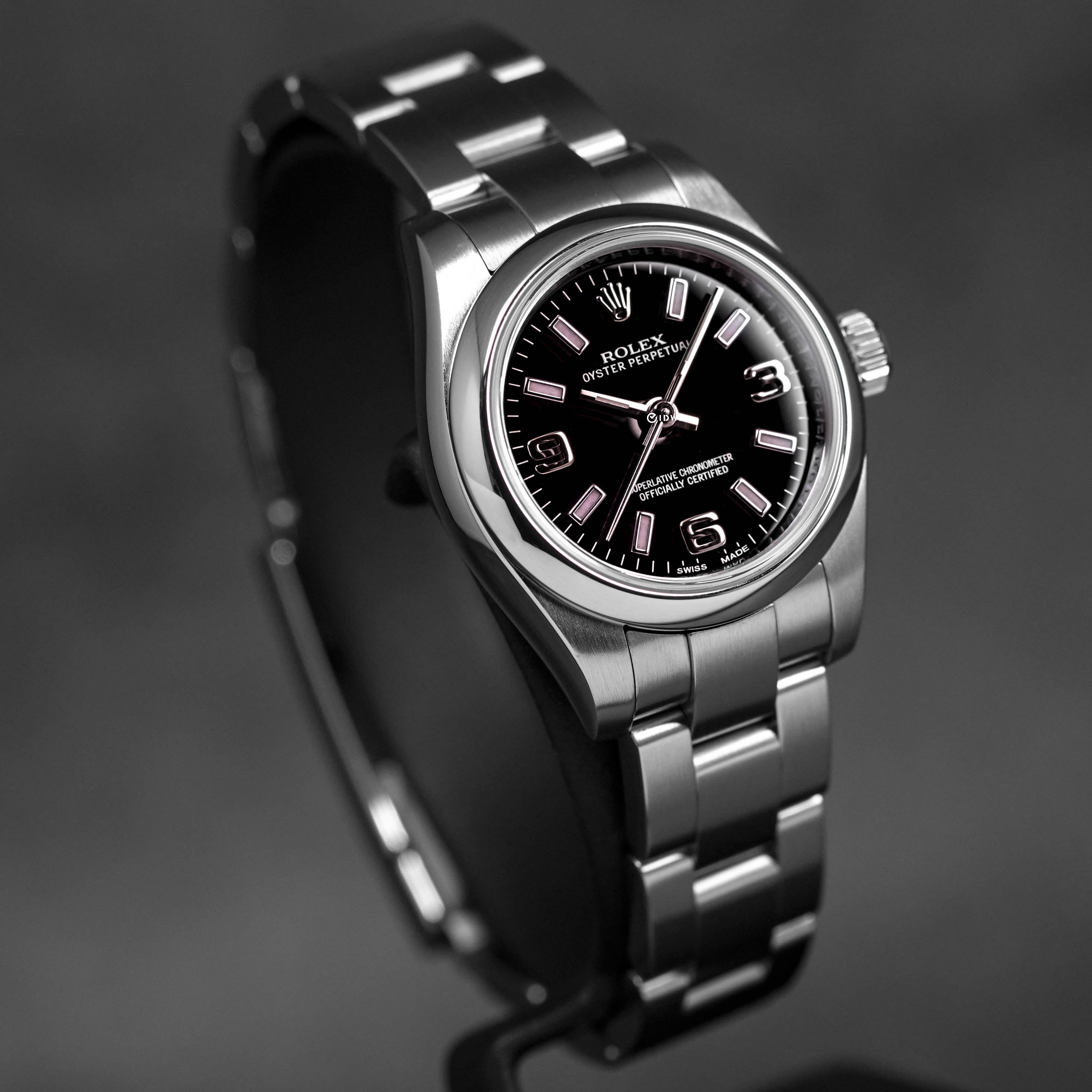 OYSTER PERPETUAL 26MM BLACK ARABIC PINK HOUR MARKERS DIAL (2011)