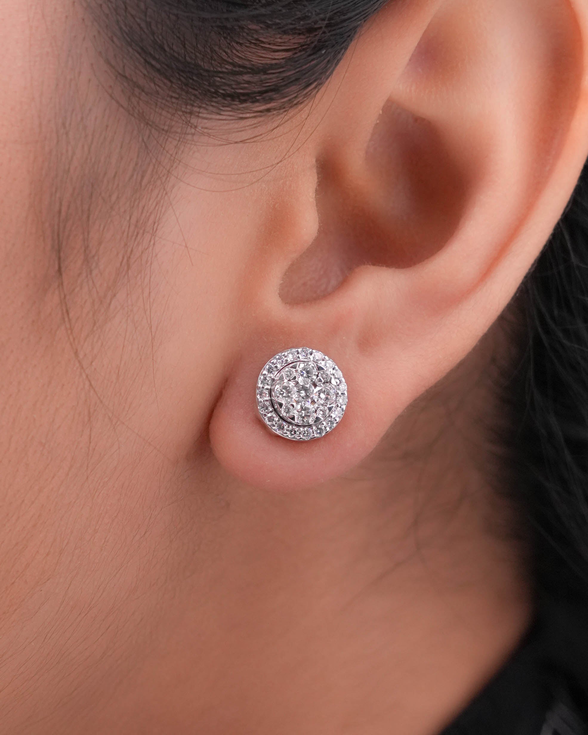 Round Halo Earrings