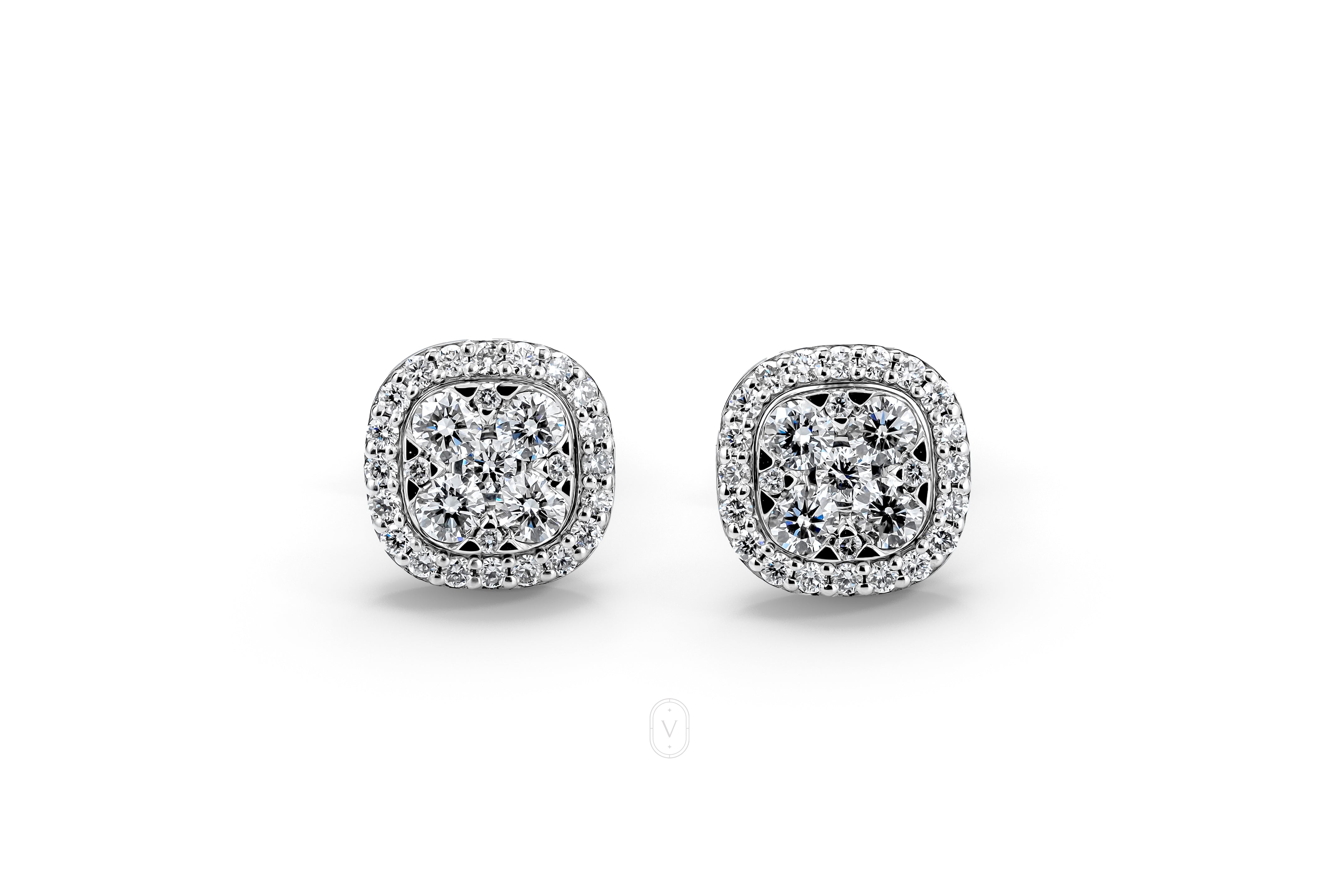 Round Stud Halo Earrings