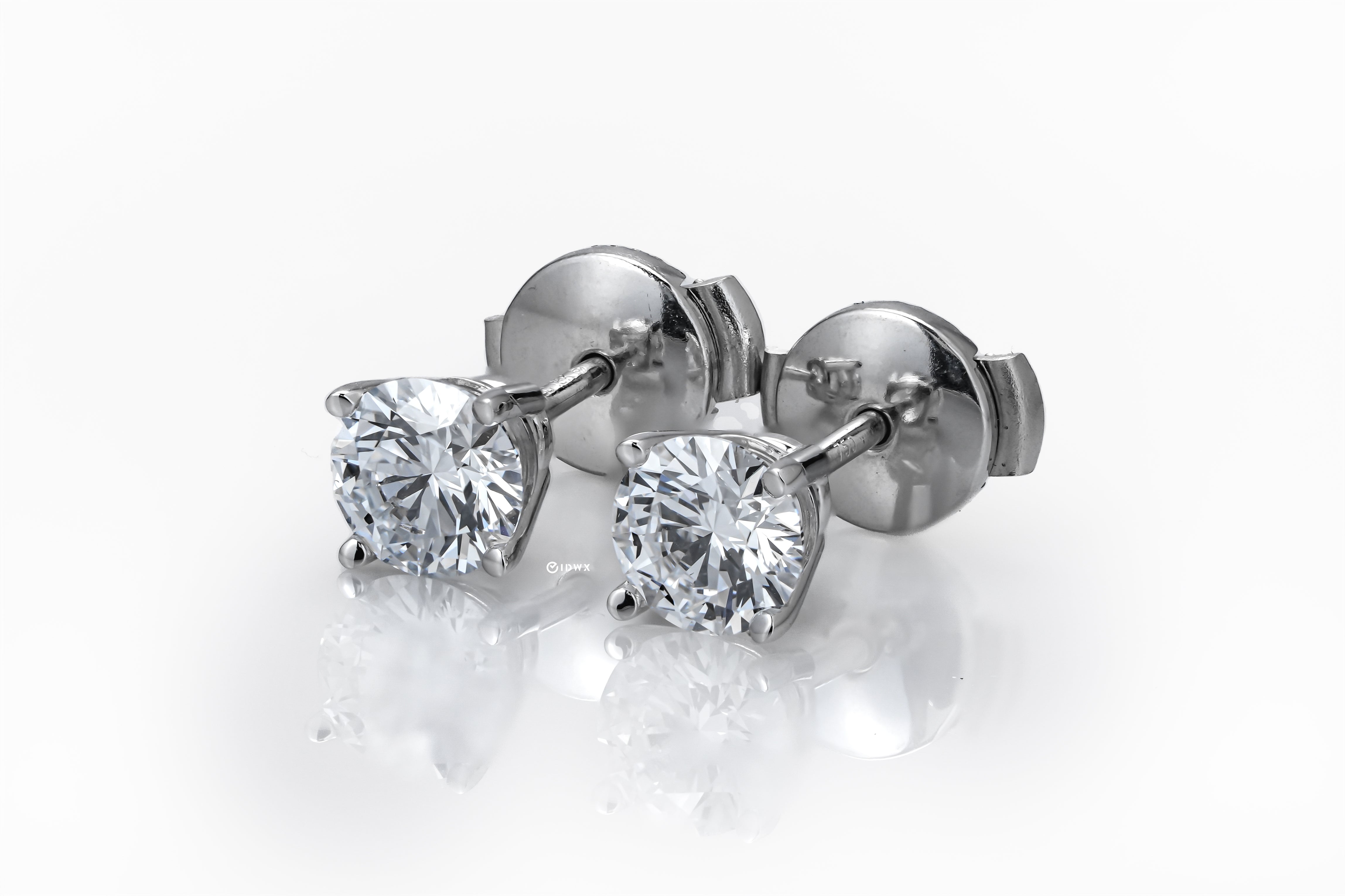 0.99CT ROUND BRILLIANT STUD WHITEGOLD EARRINGS