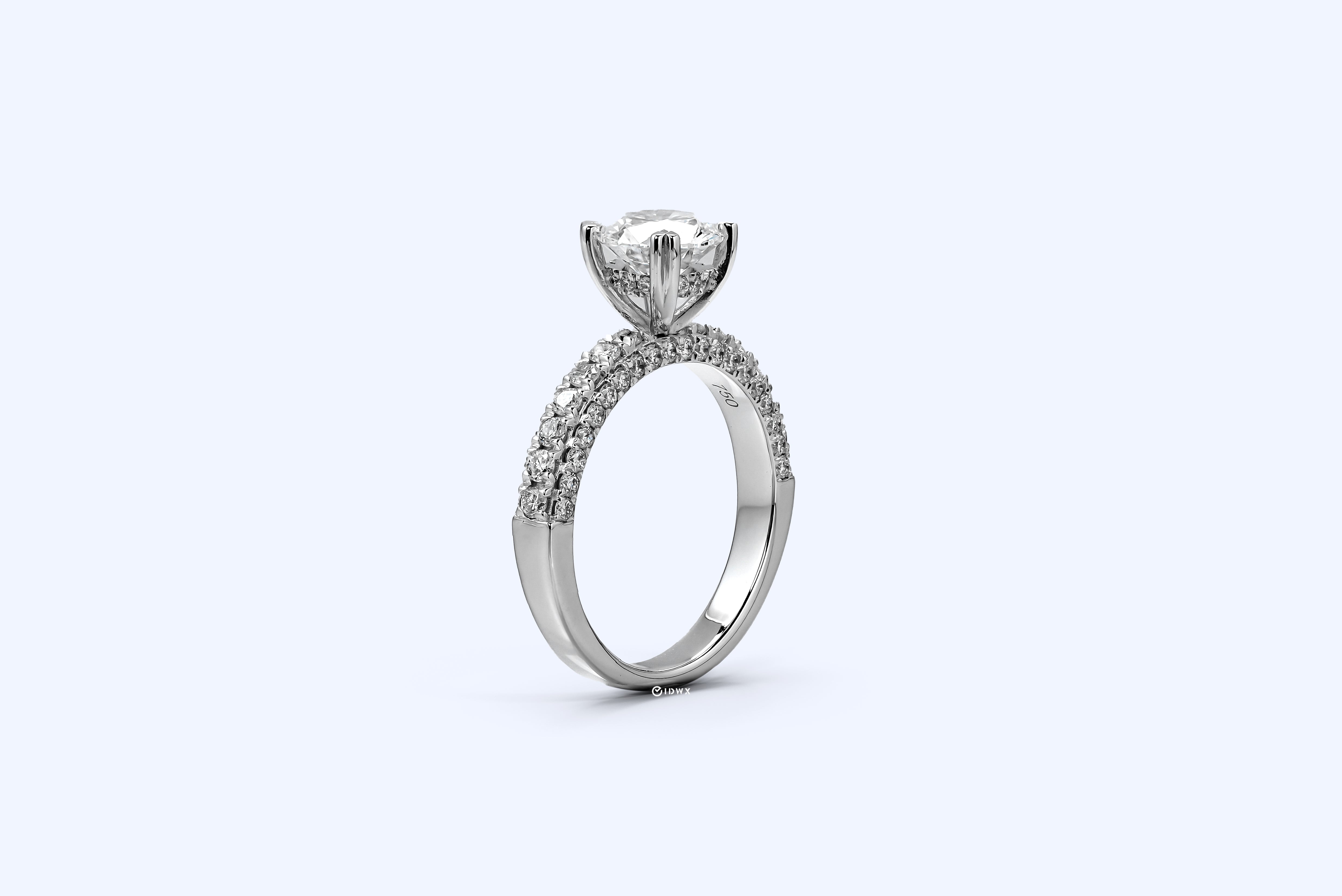 IRIS WHITEGOLD RING 1CT ROUND CUT PAVED SET LAB DIAMOND