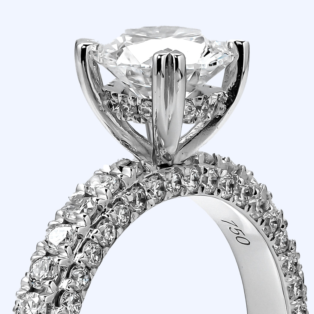 IRIS WHITEGOLD RING 1CT ROUND CUT PAVED SET LAB DIAMOND