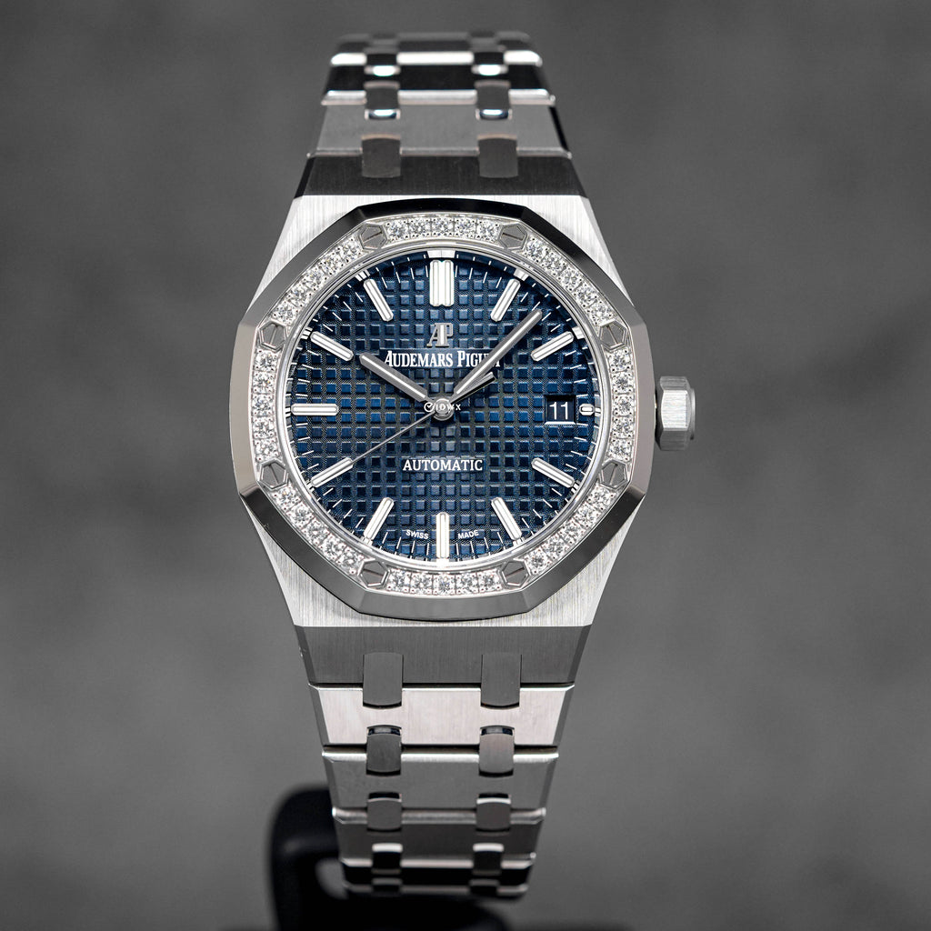 AUDEMARS PIGUET ROYAL OAK 37MM 15451 BLUE DIAL DIAMOND BEZEL 2021