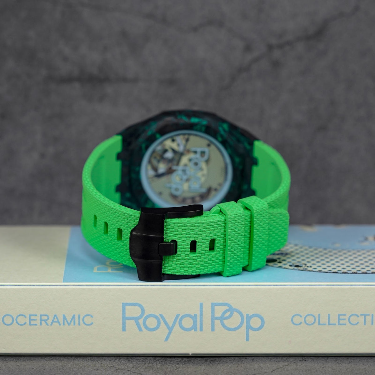 CUSTOM CARBON RUBBER STRAP FOR AP X SWATCH ROYAL POP