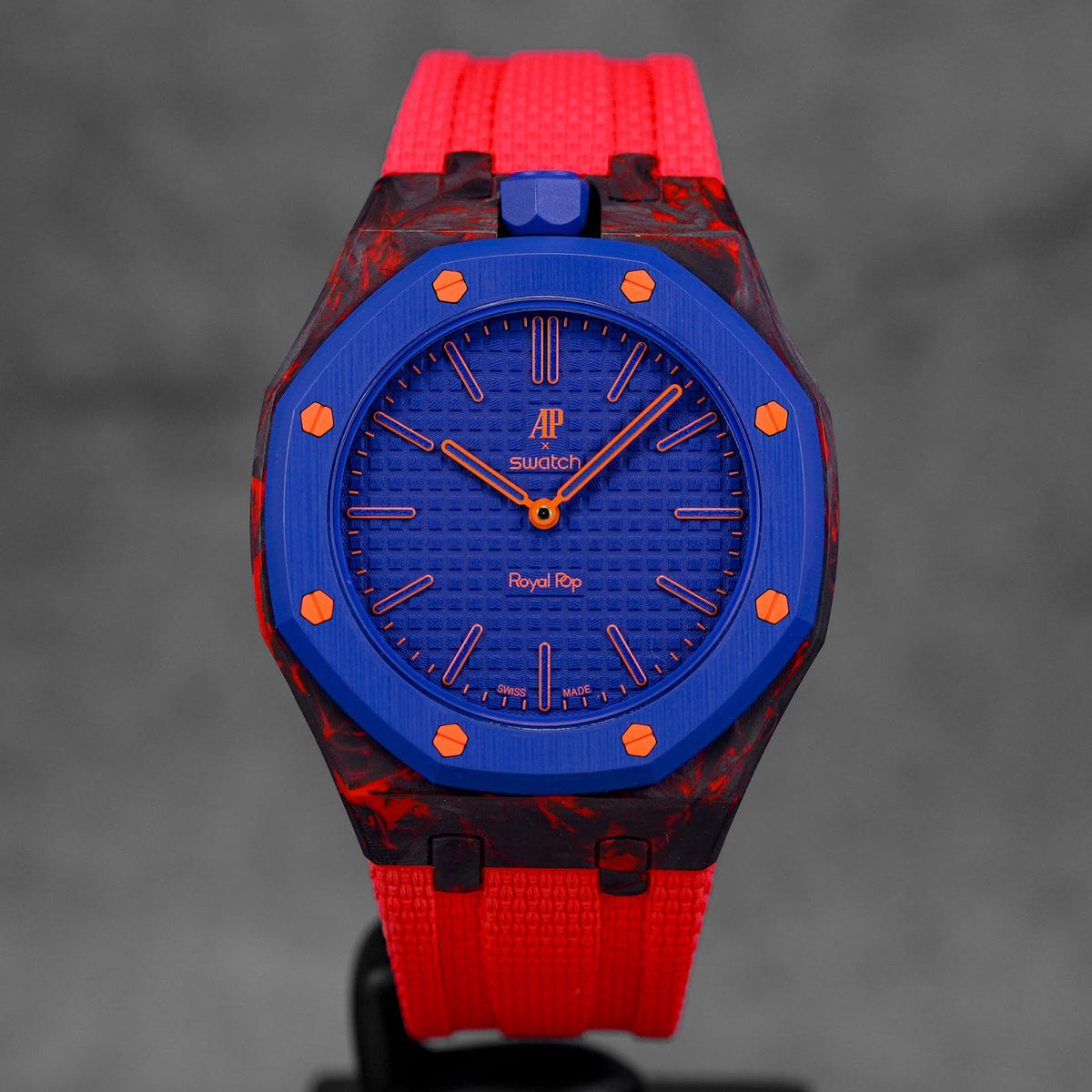 CUSTOM CARBON RUBBER STRAP FOR AP X SWATCH ROYAL POP