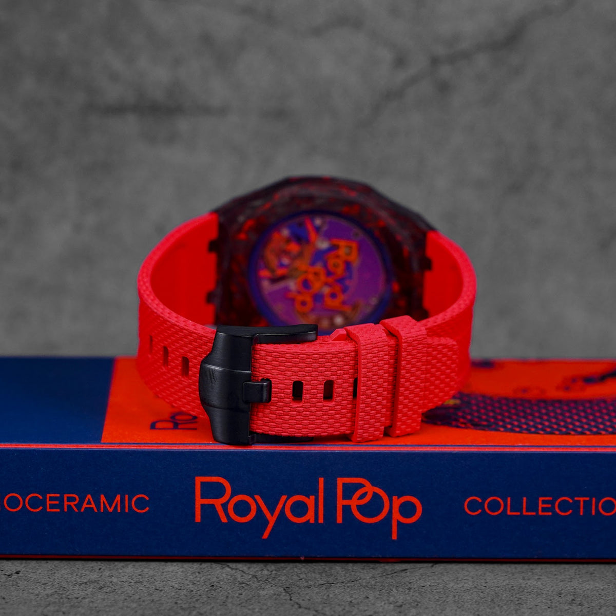 CUSTOM CARBON RUBBER STRAP FOR AP X SWATCH ROYAL POP