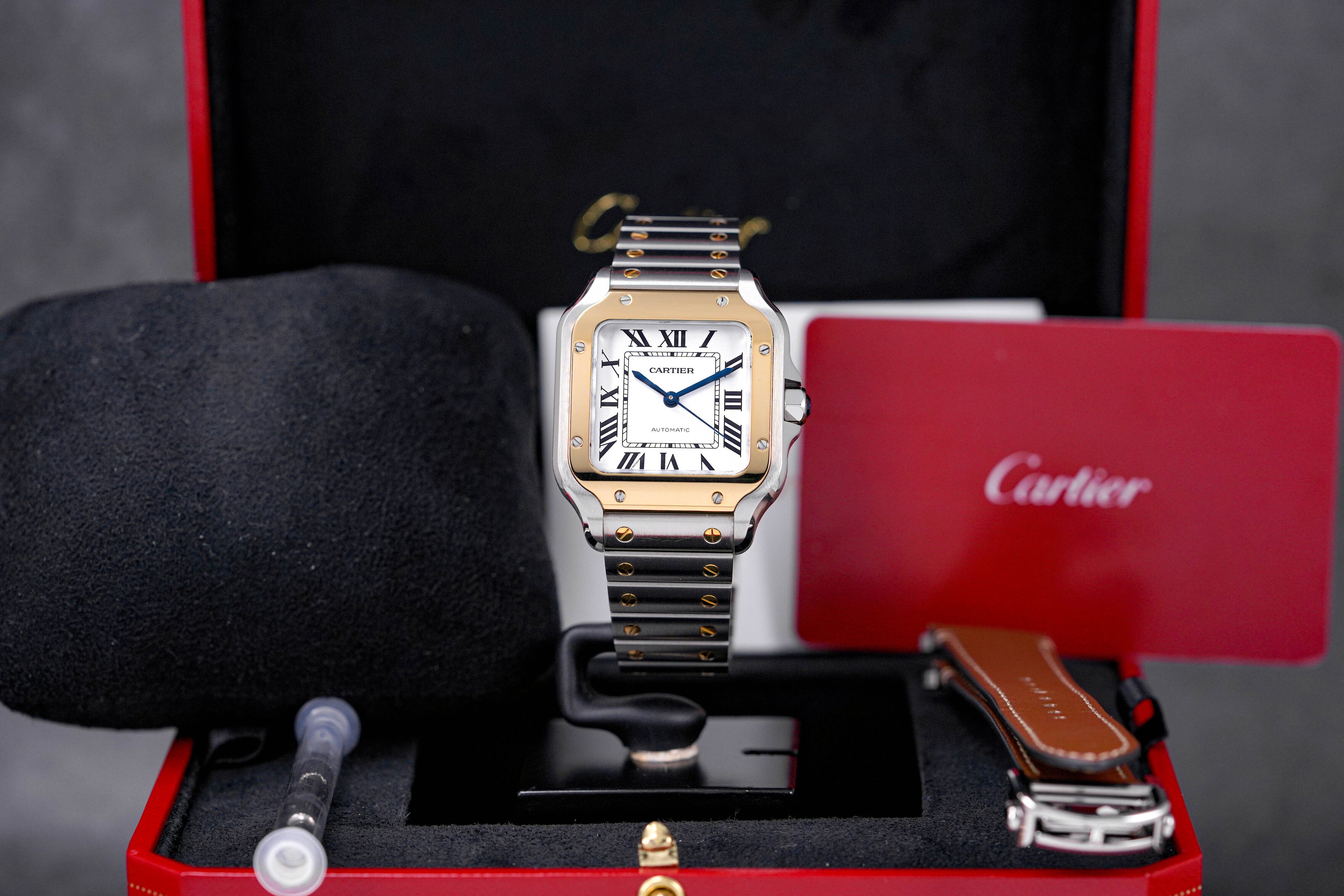 CARTIER SANTOS DE CARTIER L TWOTONE YELLOWGOLD WHITE DIAL