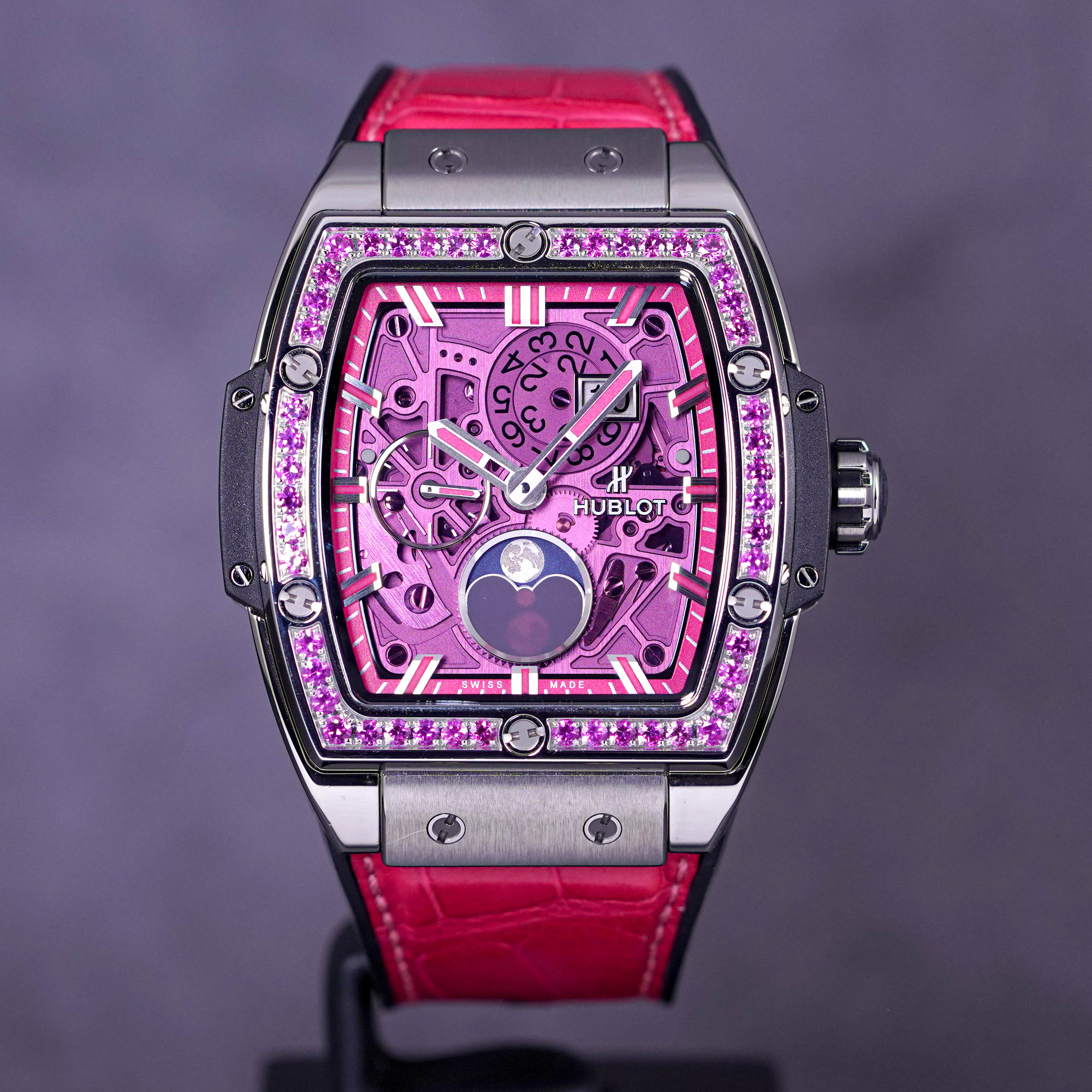 HUBLOT SPIRIT OF BIG BANG 42MM MOONPHASE TITANIUM PINK SKELETON