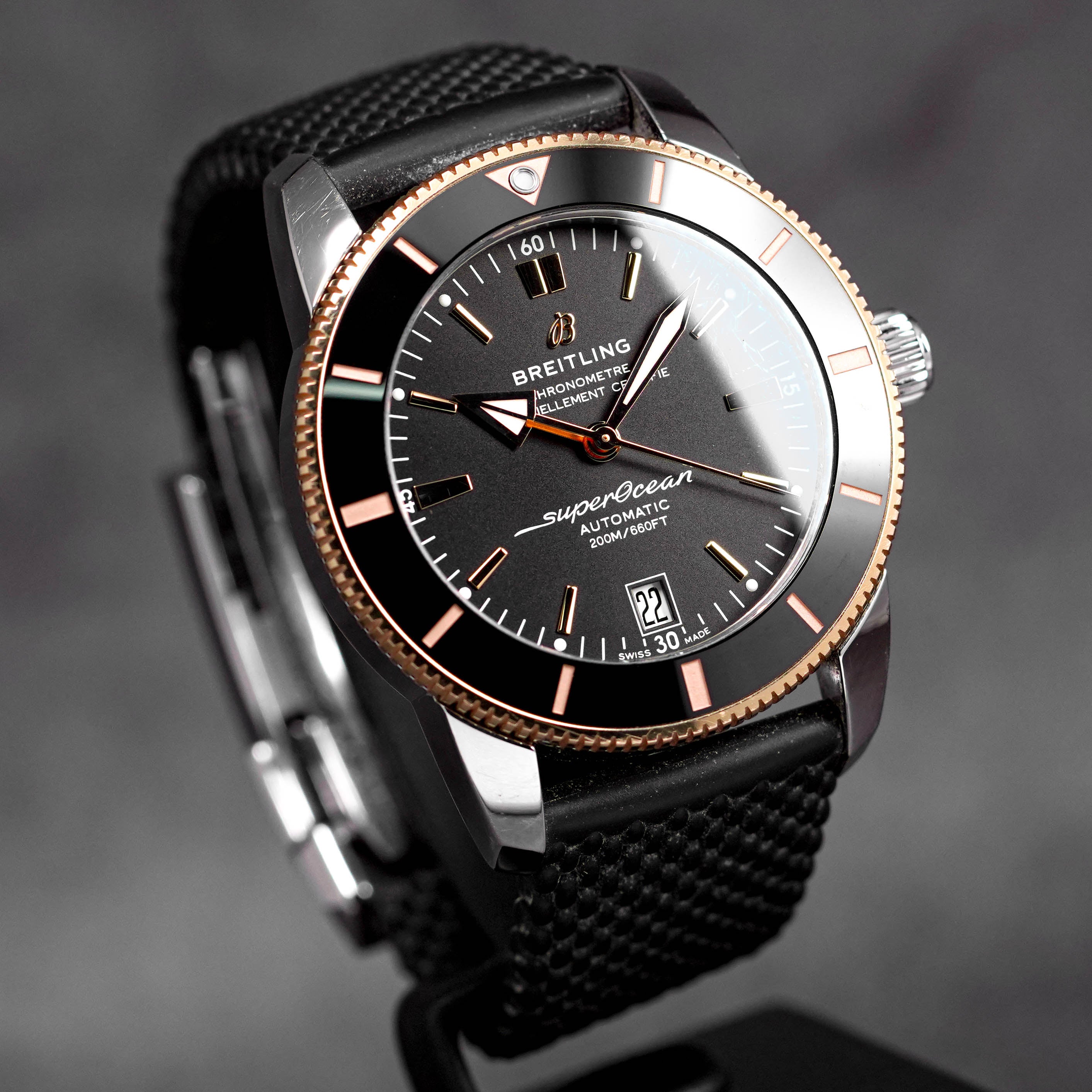 SUPEROCEAN HERITAGE 42MM ROSEGOLD BLACK RUBBER (2019)