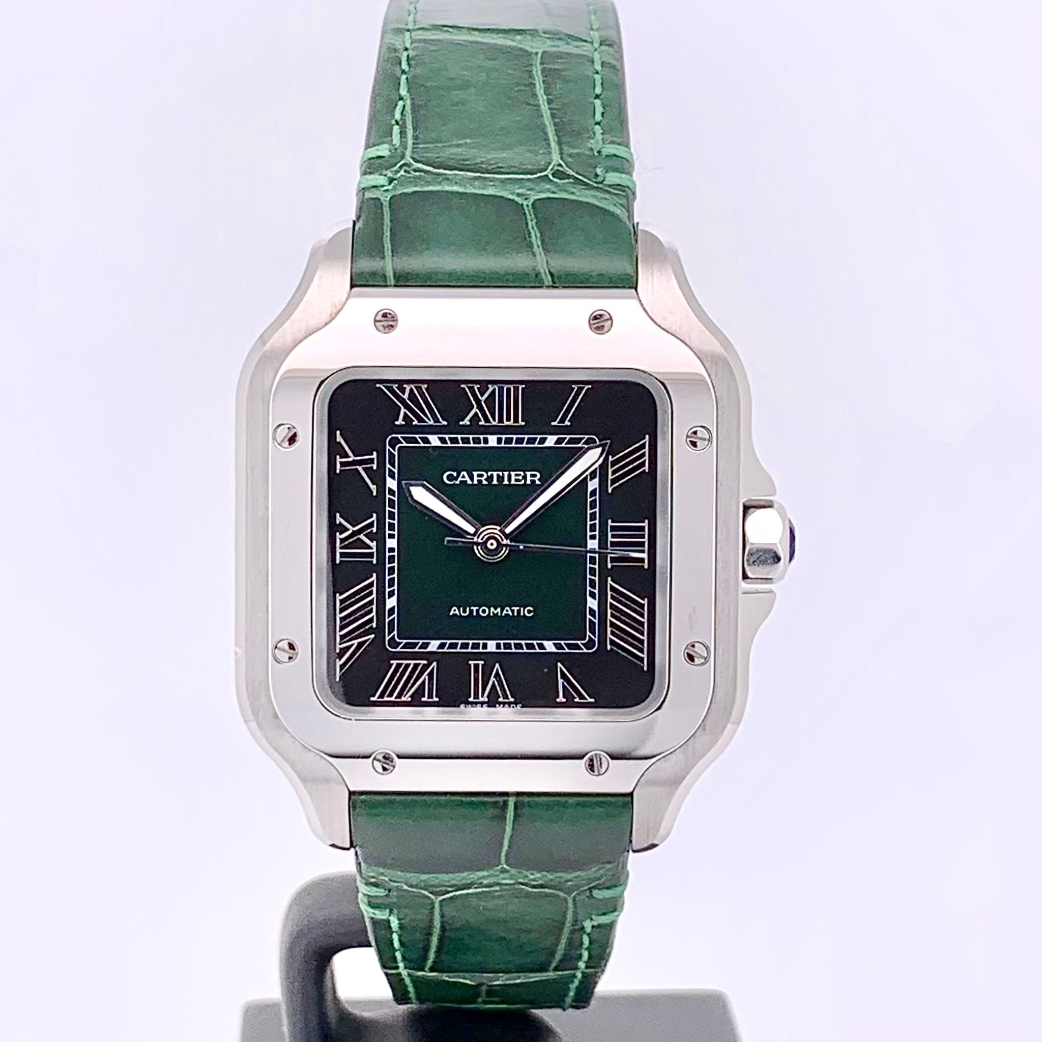 Cartier santos green strap sale