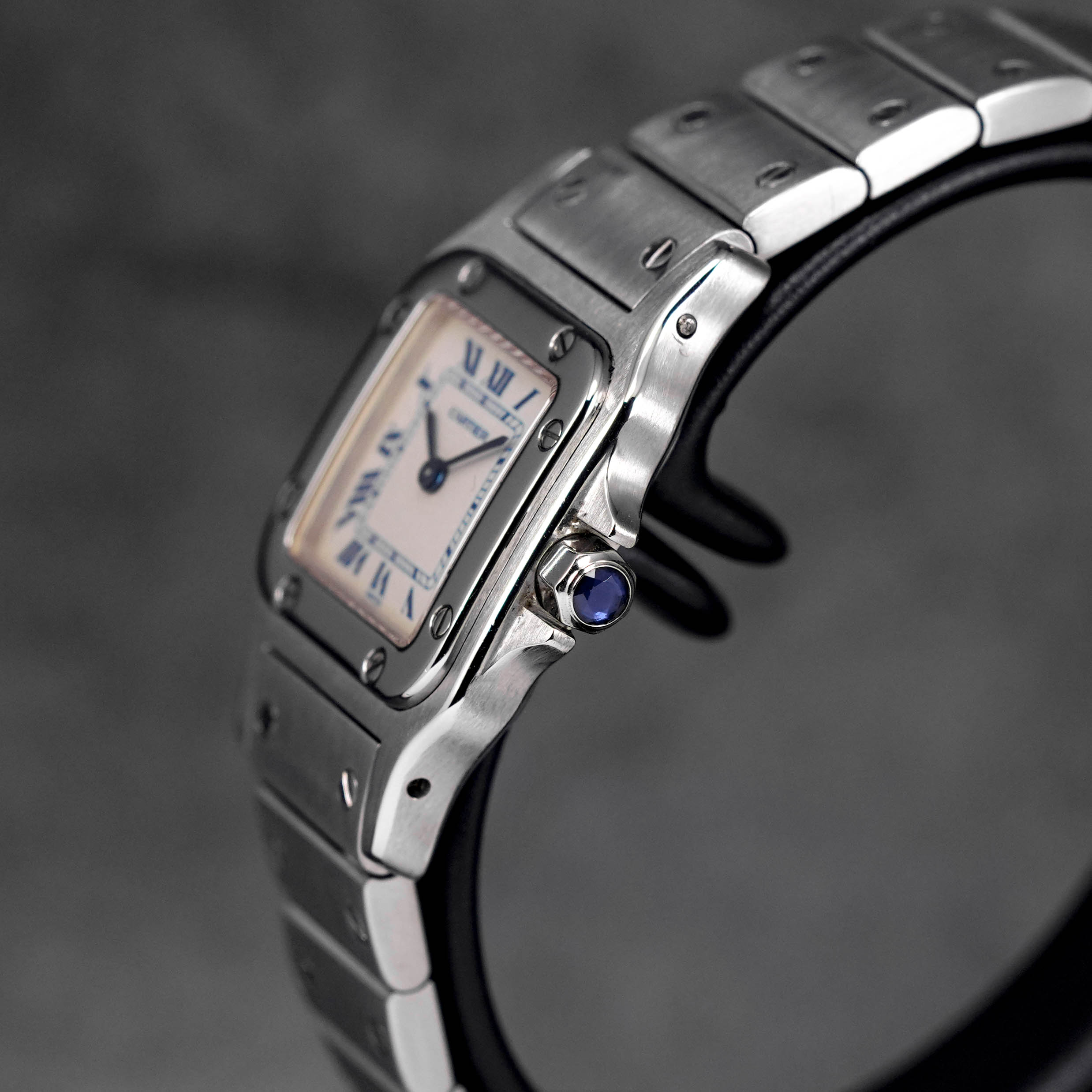 CARTIER SANTOS GALBEE WHITE DIAL BLUE INDEX QUARTZ (WATCH ONLY