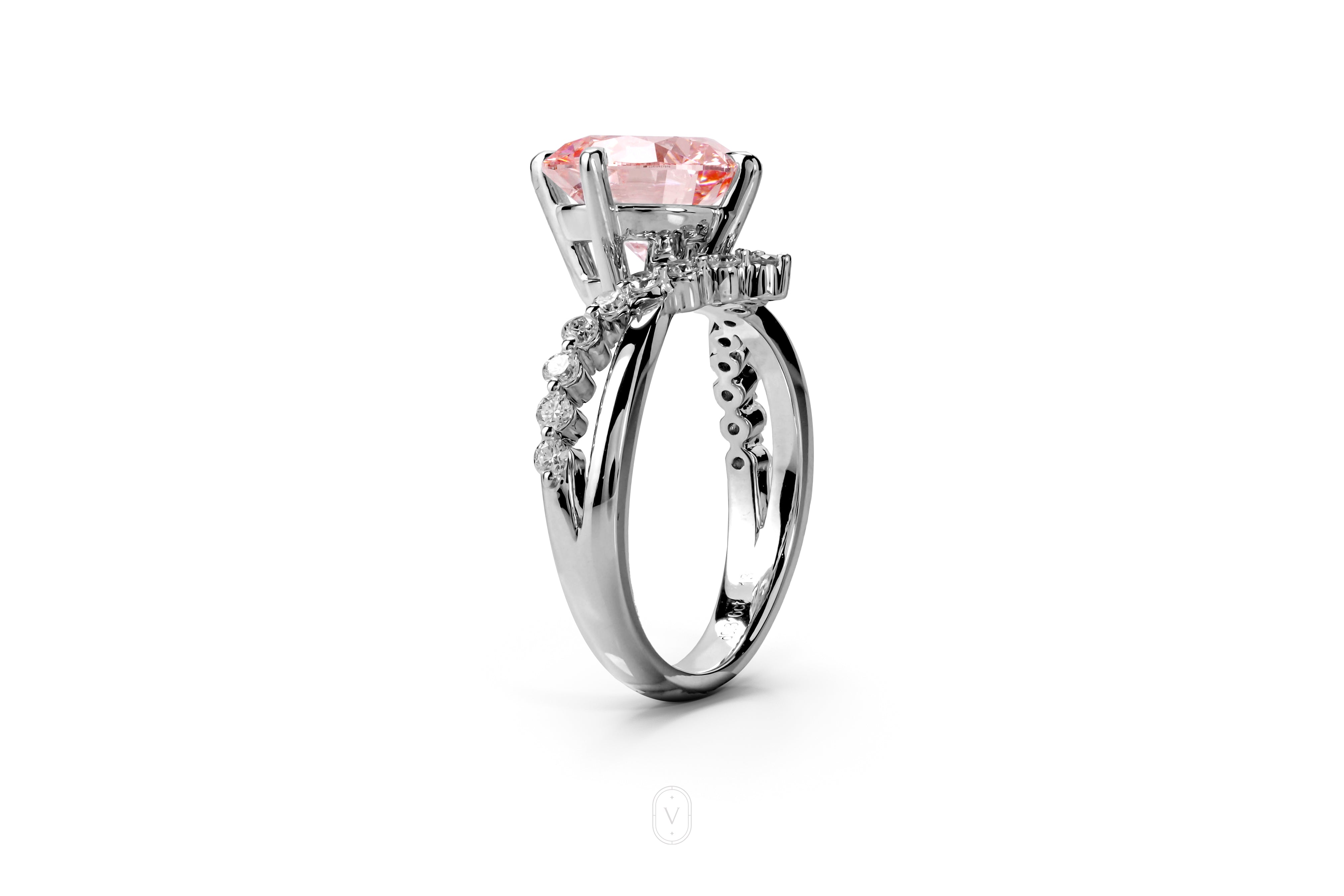 Split Shank Ring Round Pink