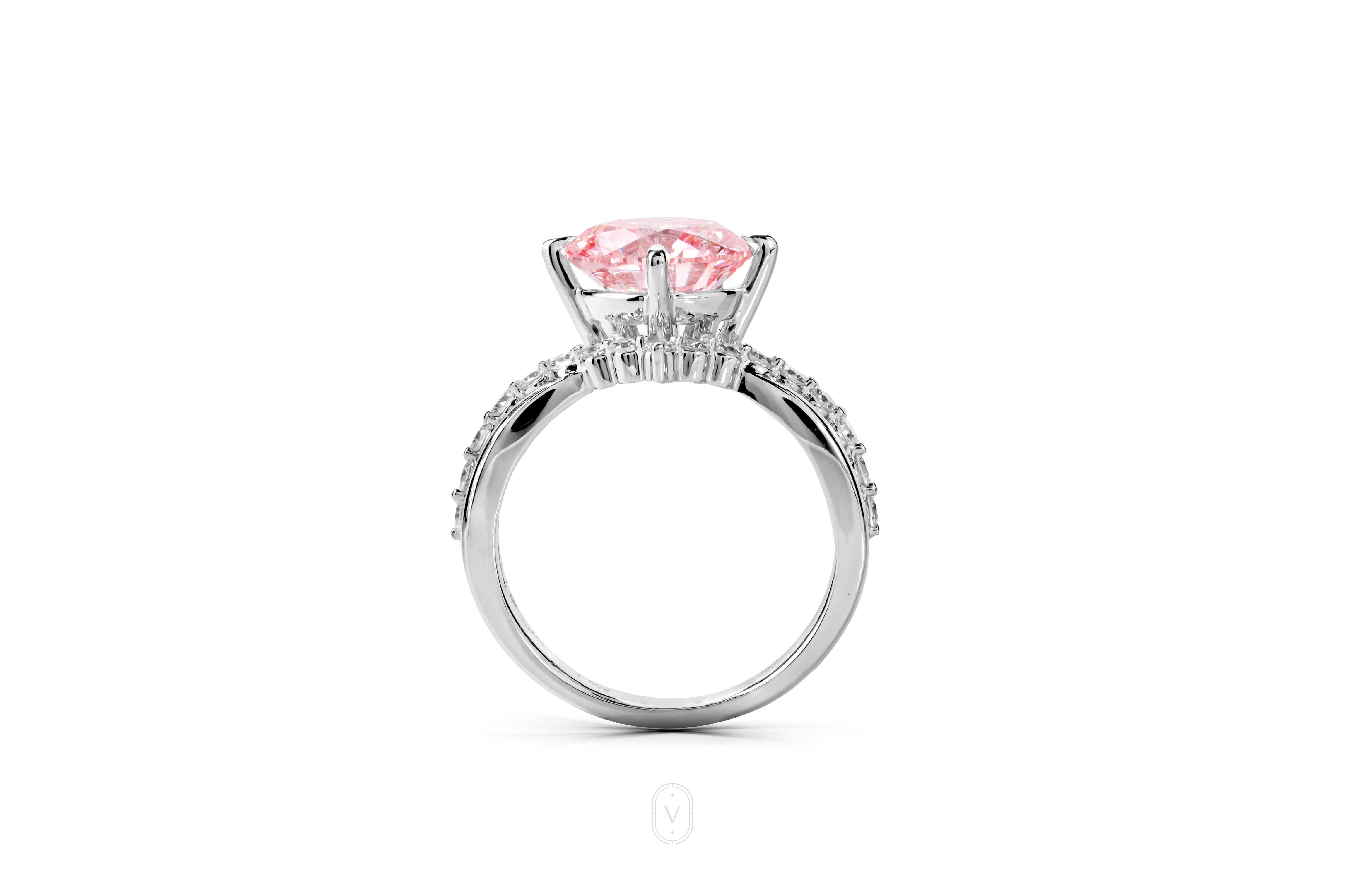 Split Shank Ring Round Pink