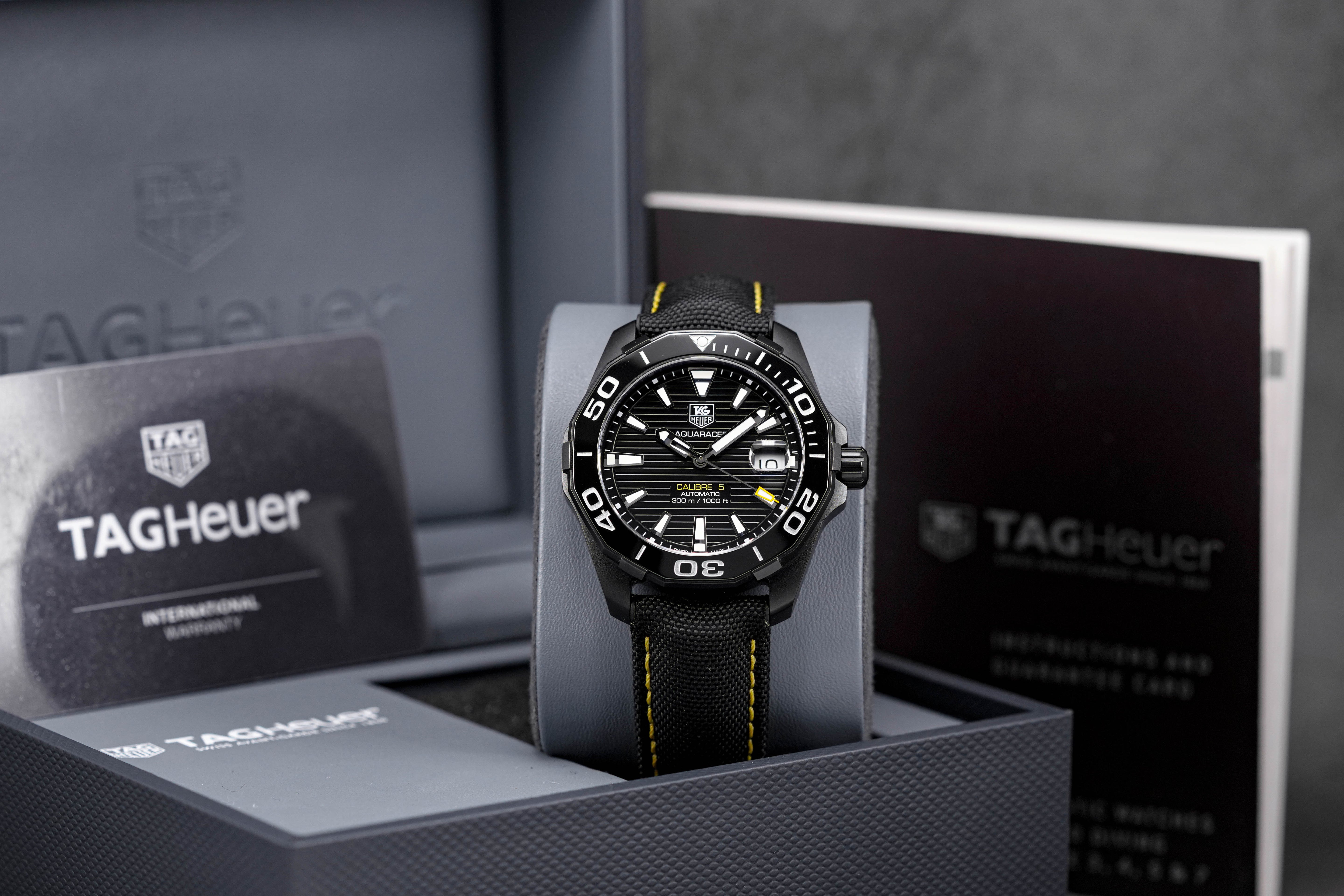 AQUARACER 300M STEEL BLACK CANVAS STRAP (2022)