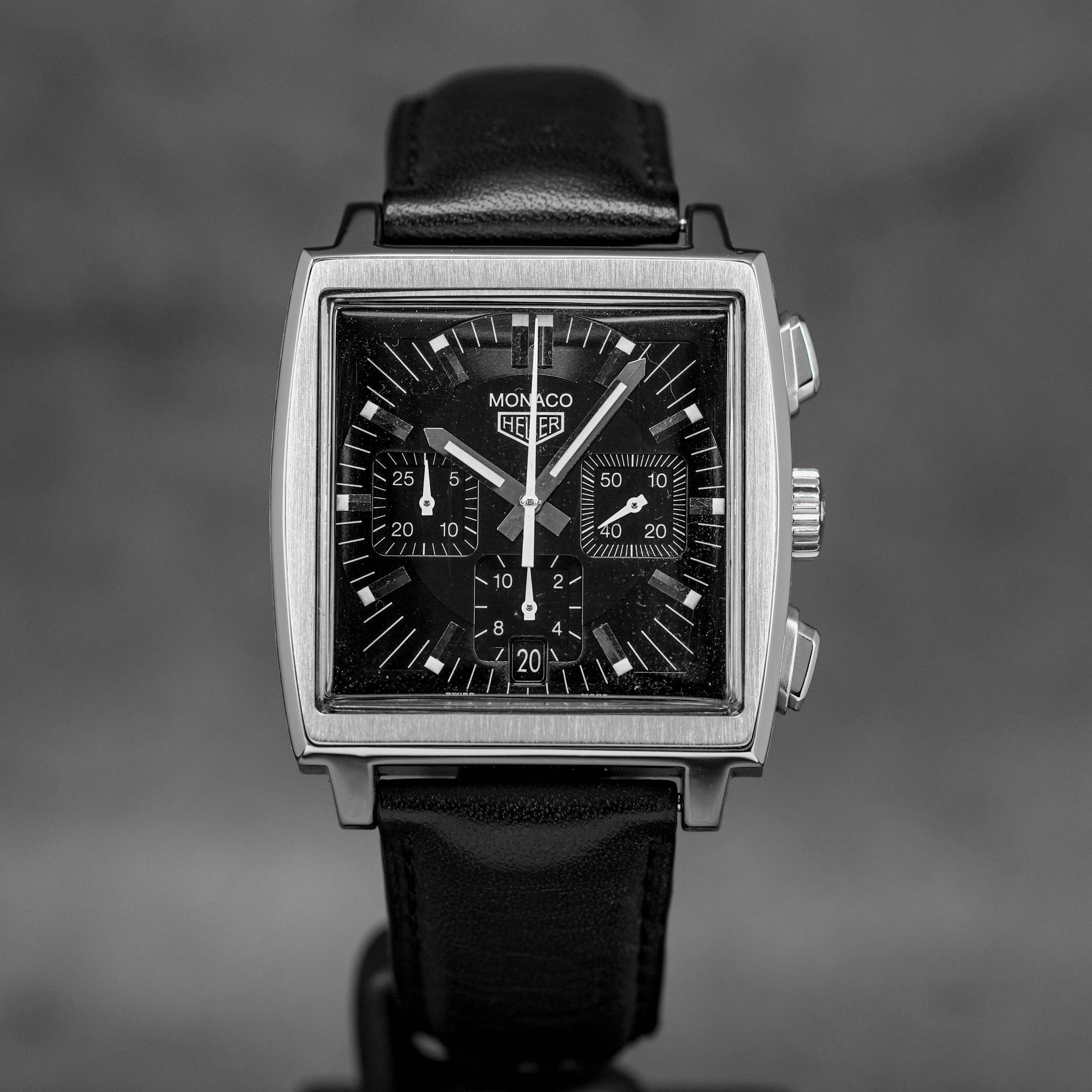 TAG HEUER MONACO 'THE SECOND RE-EDITION' CHRONOGRAPH BLACK DIAL