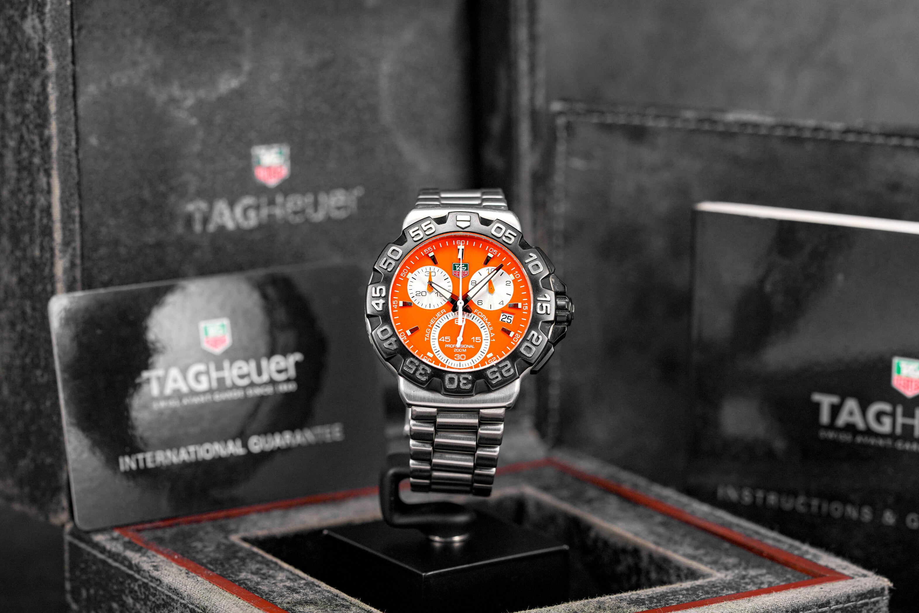TAG HEUER FORMULA 1 CHRONOGRAPH ORANGE DIAL QUARTZ (2007) - IDWX