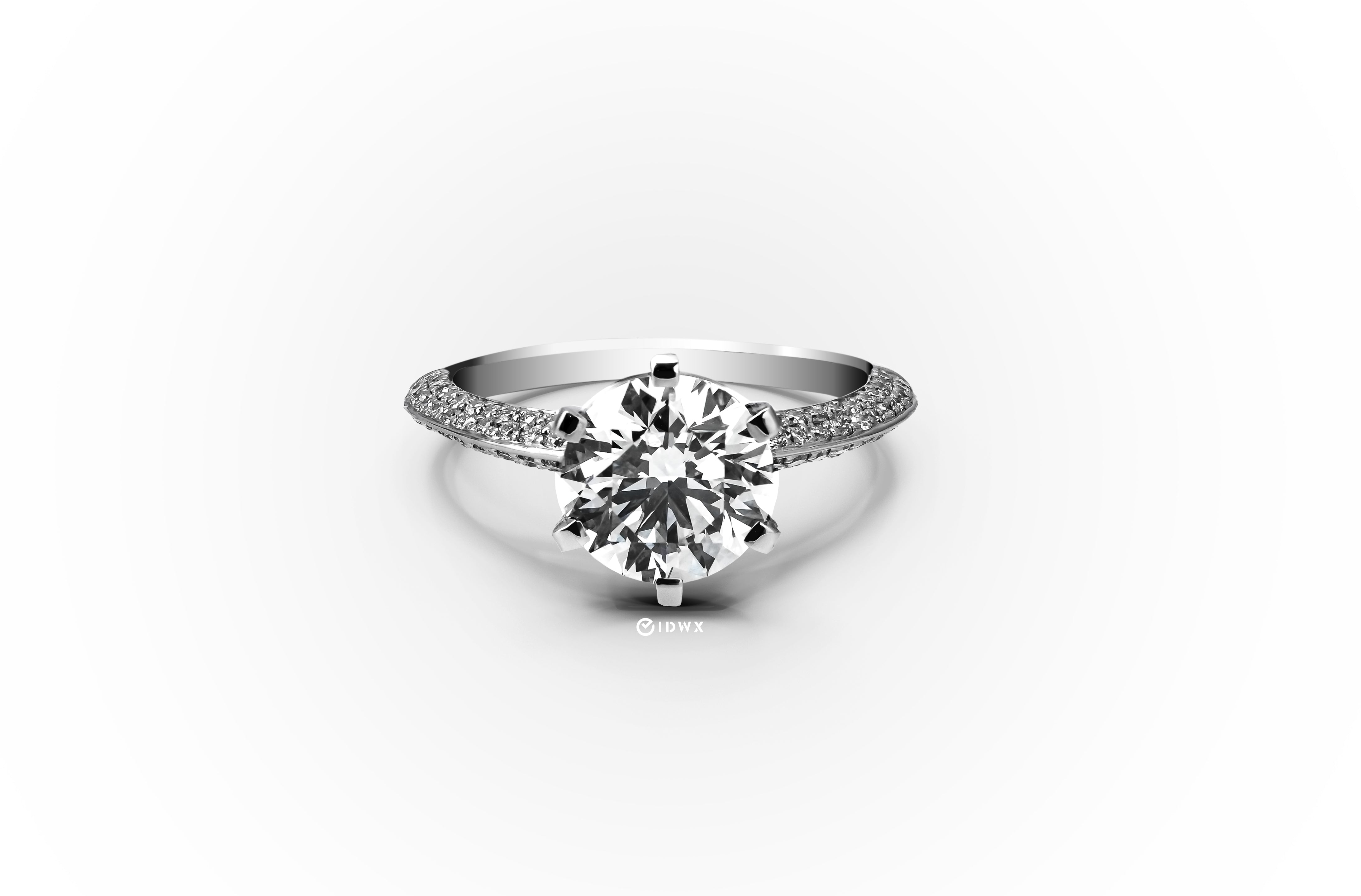 2CT ROUND BRILLIANT PAVED SET WHITEGOLD RING