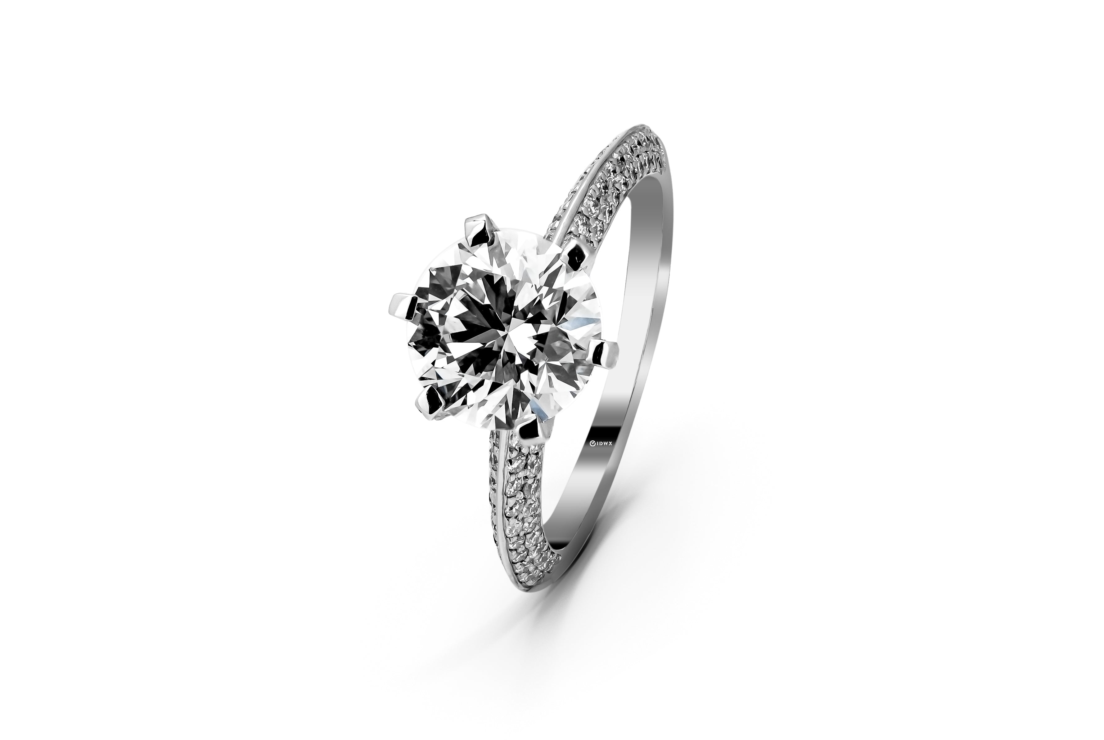 2CT ROUND BRILLIANT PAVED SET WHITEGOLD RING