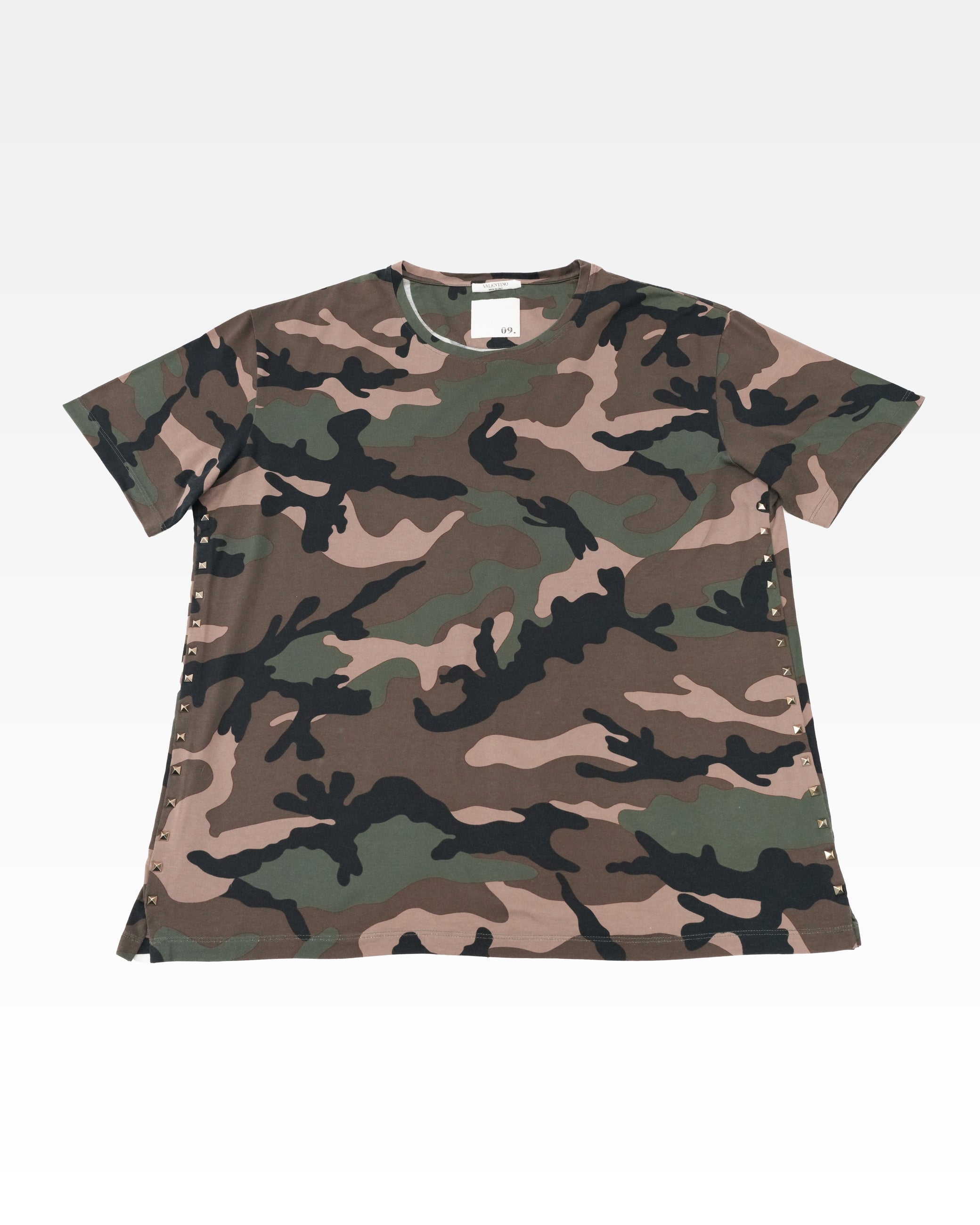 COTTON T-SHIRT GREEN X BLACK CAMOUFLAGE WITH STUDS