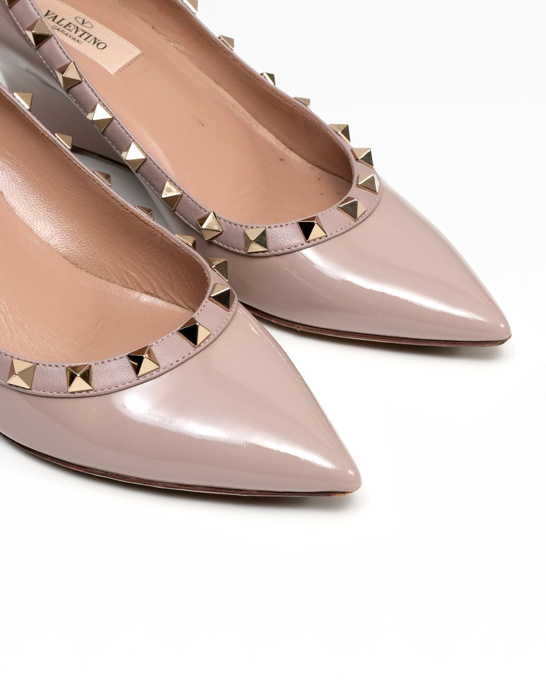 GARAVANI PATENT LEATHER PUMPS LADIES BEIGE ROCK STUDS