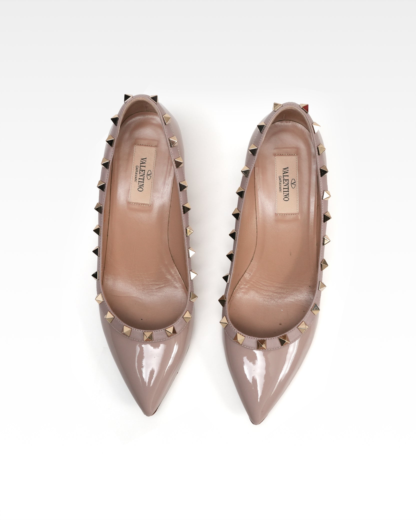 GARAVANI PATENT LEATHER PUMPS LADIES BEIGE ROCK STUDS