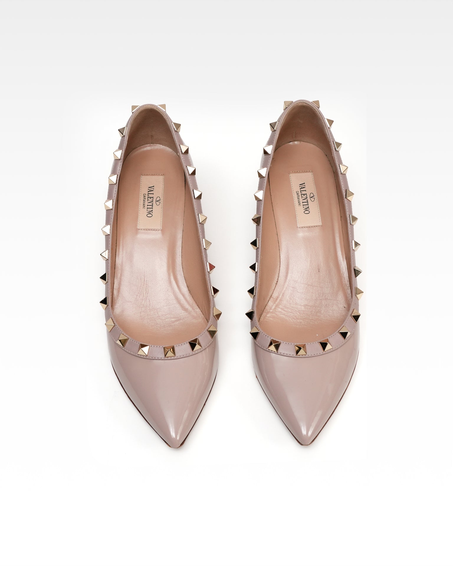 GARAVANI PATENT LEATHER PUMPS LADIES BEIGE ROCK STUDS