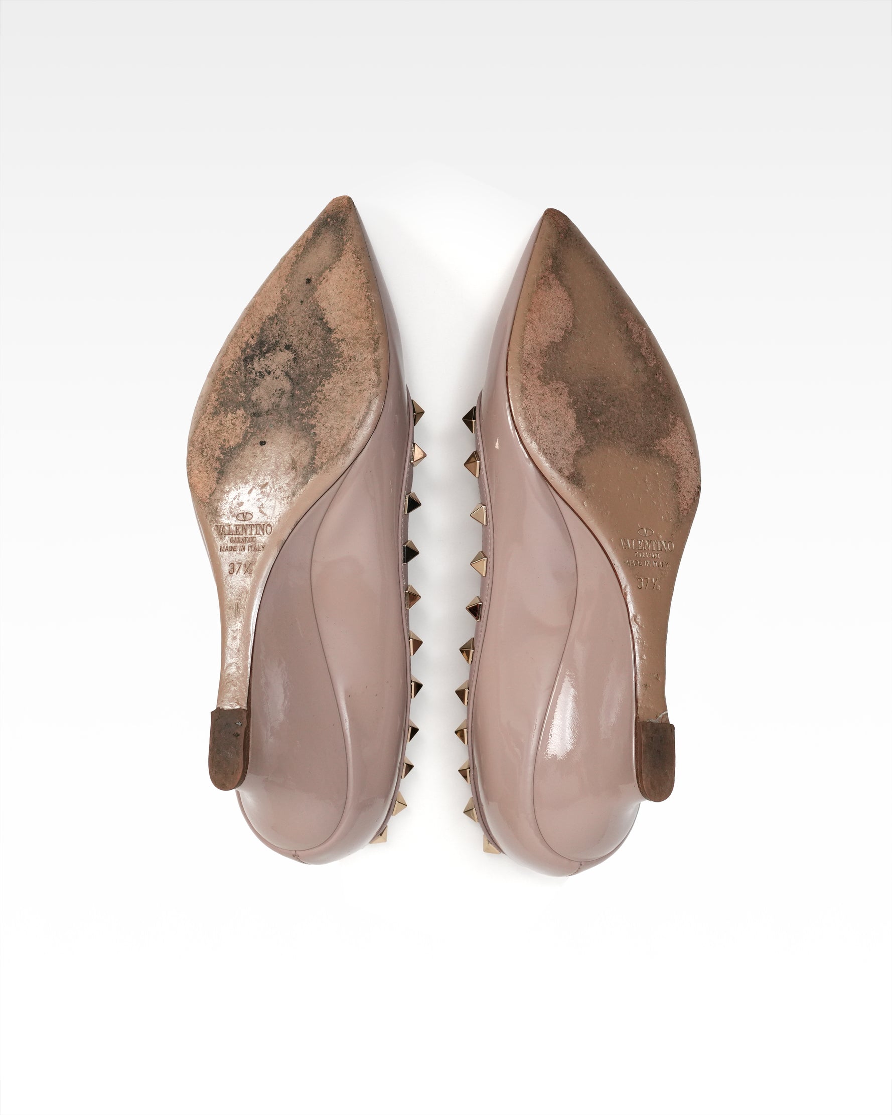 GARAVANI PATENT LEATHER PUMPS LADIES BEIGE ROCK STUDS