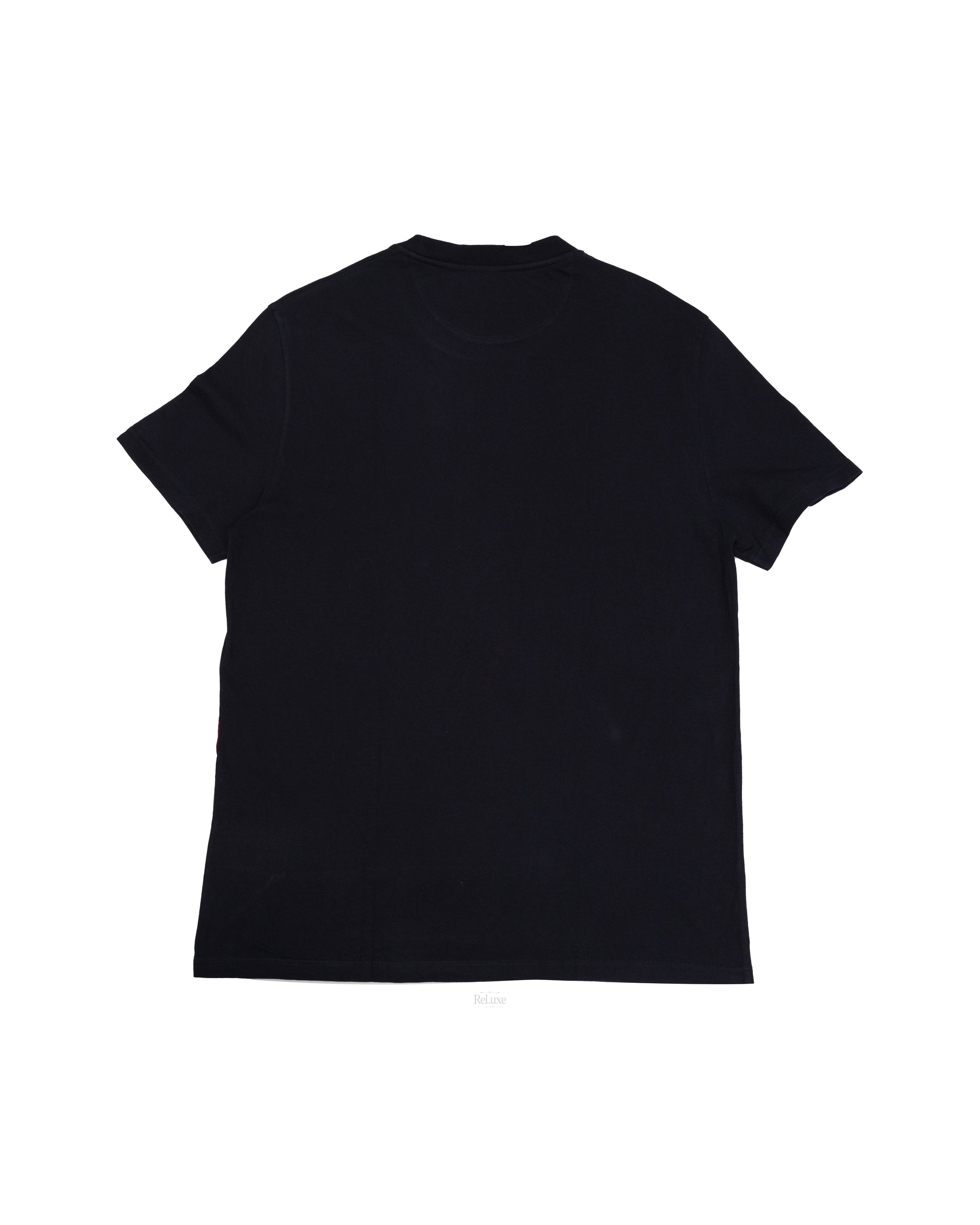 VALENTINO V LOGO COTTON T-SHIRT NAVY X RED SIGNATURE SIZE L