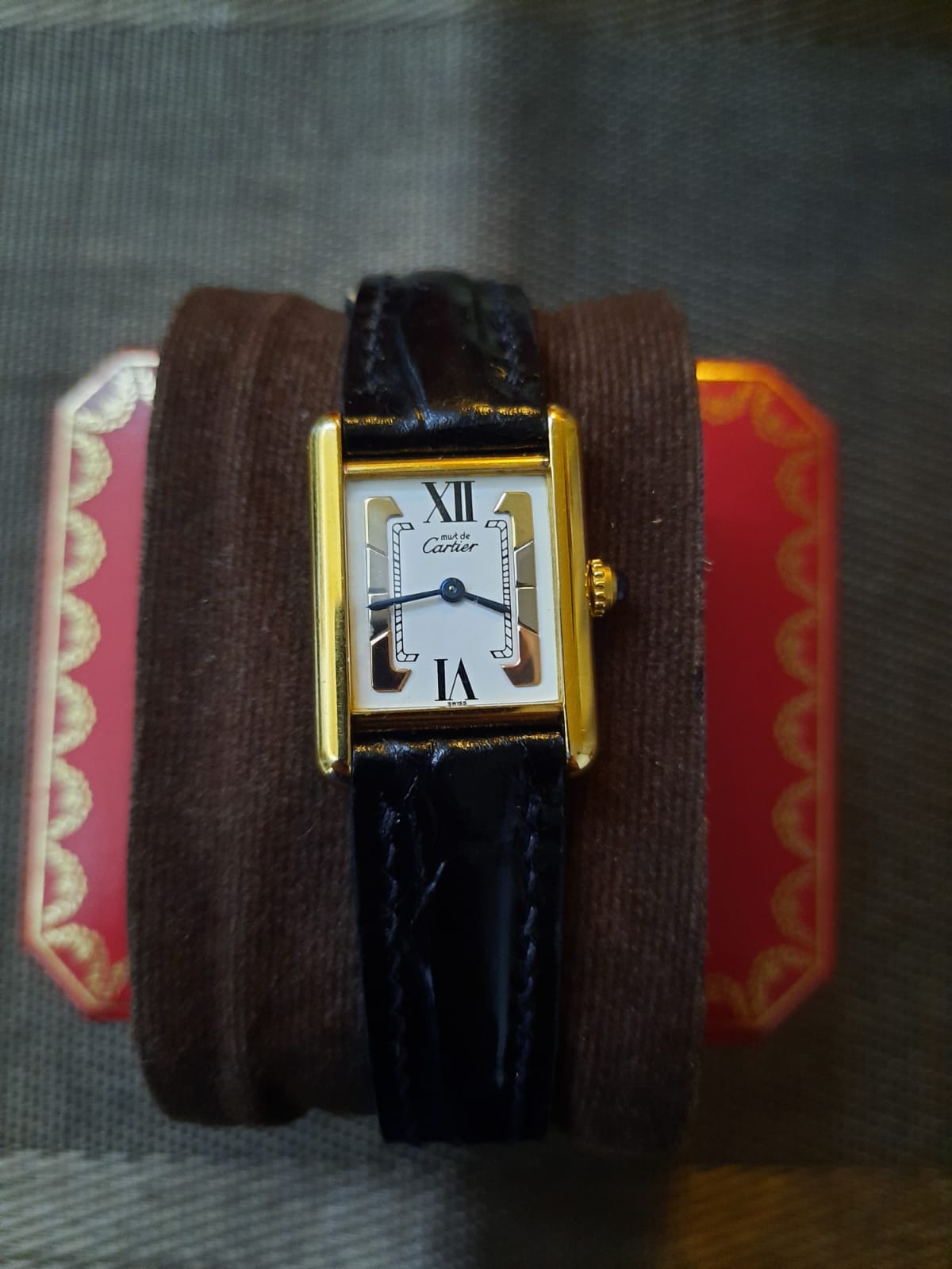 TANK MUST DE CARTIER VERMEIL YELLOWGOLD WHITE DIAL AFTER MARKET STRAP (1998)