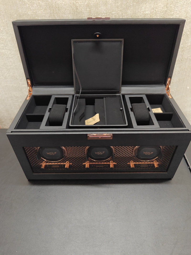 WOLF AXIS TRIPLE WATCH WINDER WITH STORAGE