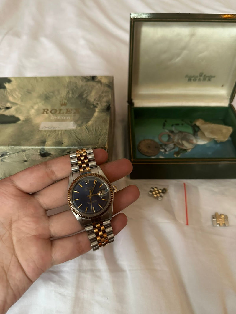 DATEJUST 36MM TWOTONE YELLOWGOLD VINTAGE PATINA GOLD DIAL (CIRCA 1980s)