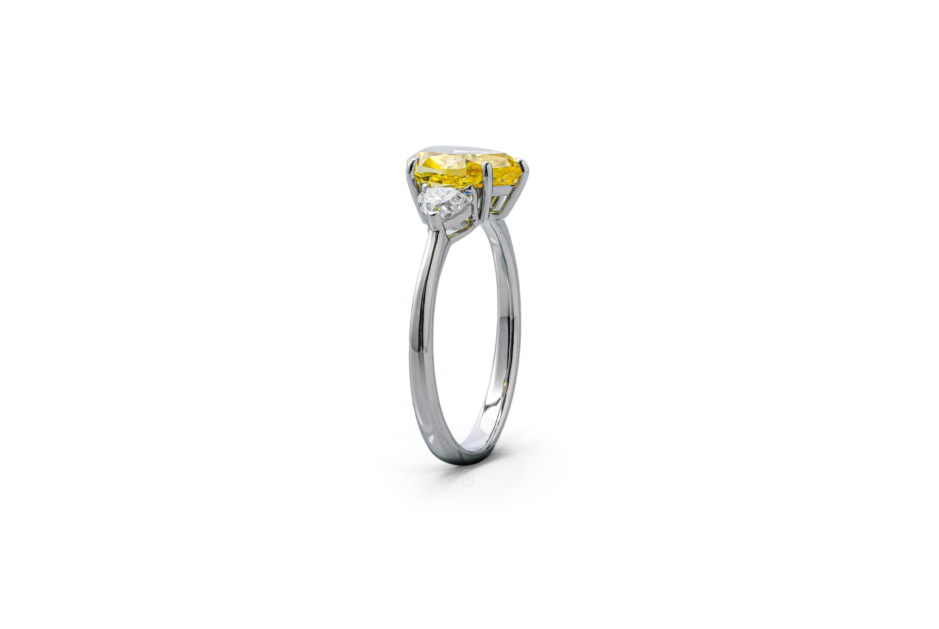 Yellow Pear Three Stones Ring