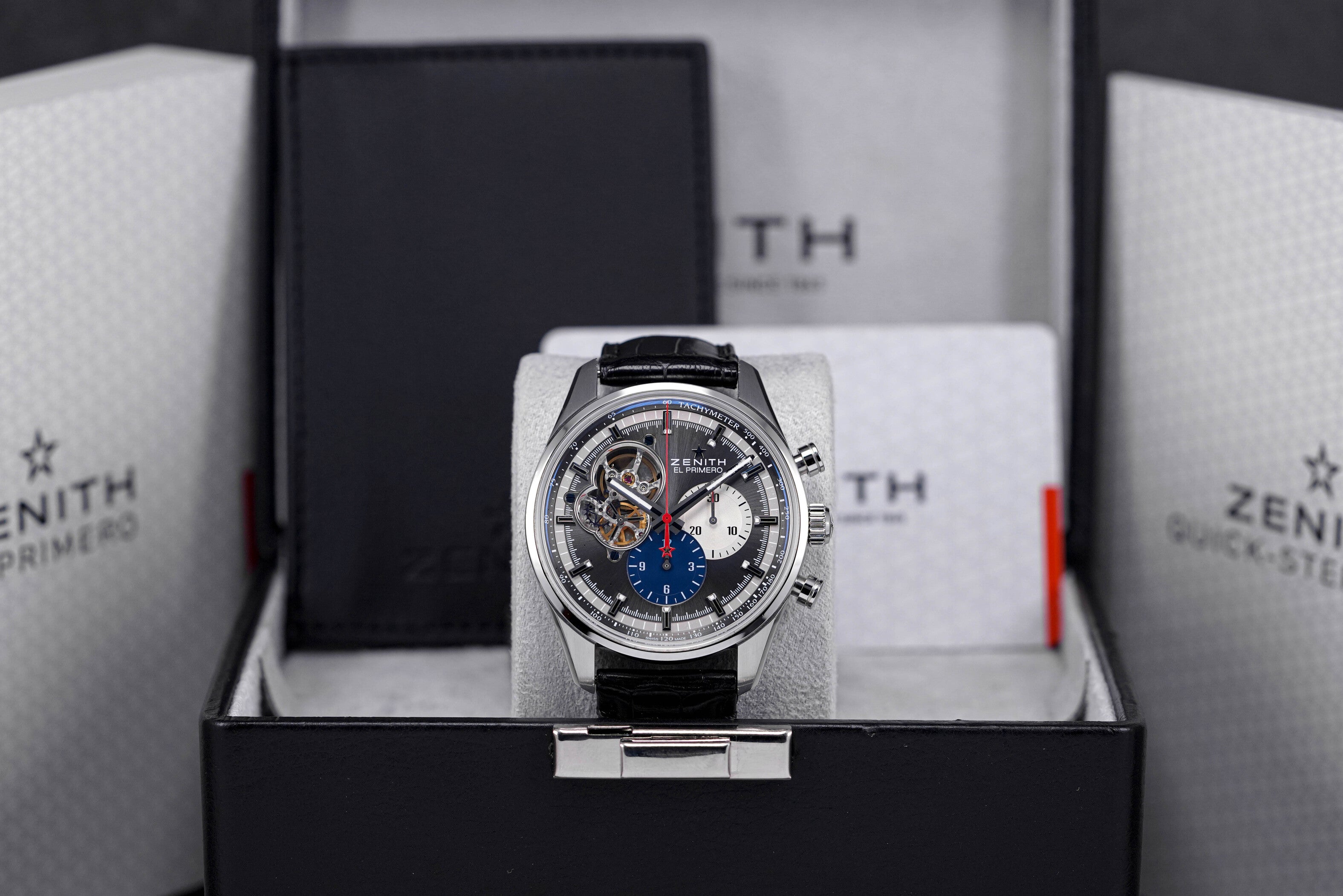 EL PRIMERO CHRONOMASTER 'OPEN HEART' SILVER DIAL LEATHER STRAP (2018)