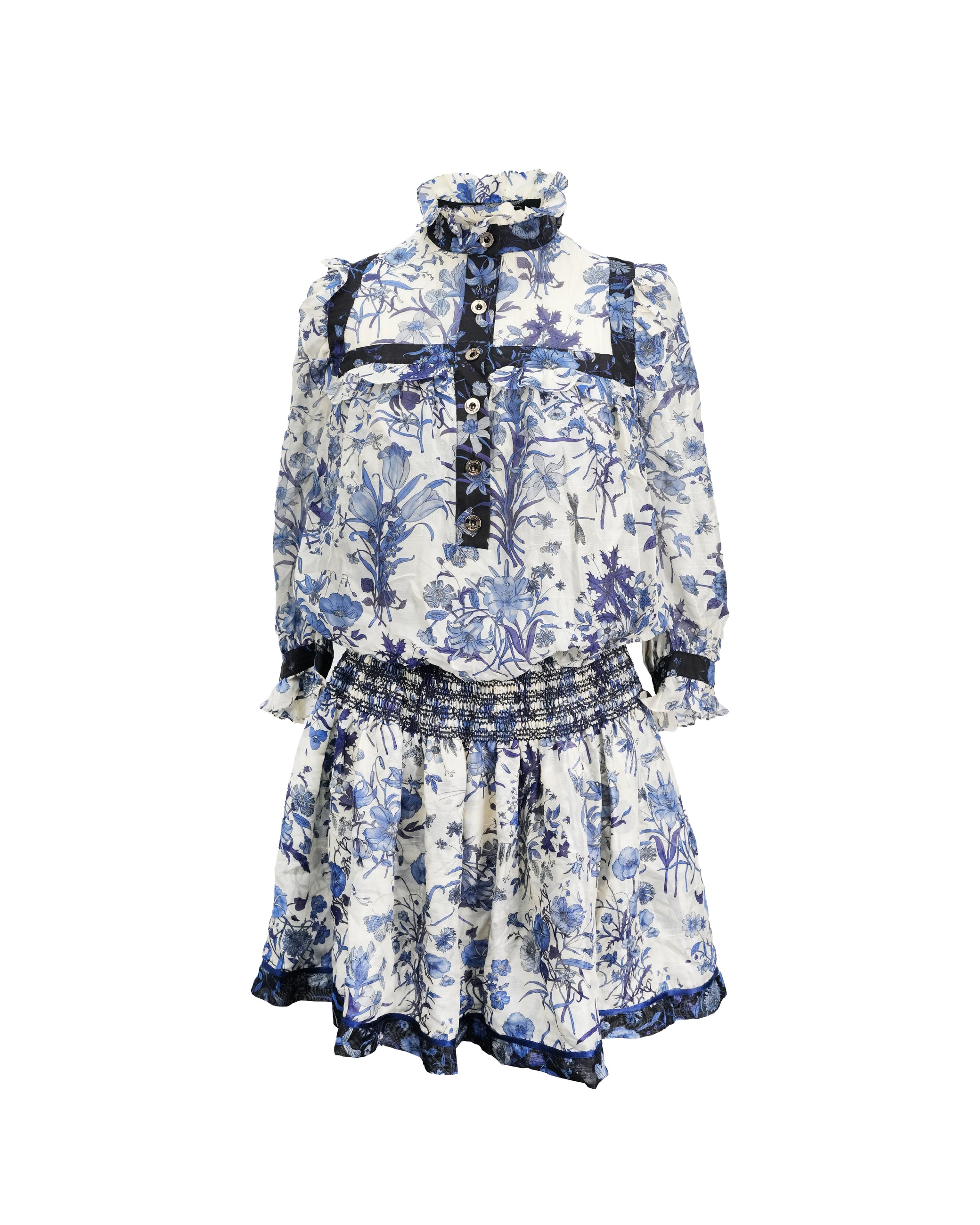 GUCCI FLORAL SILK RUFFLE DRESS