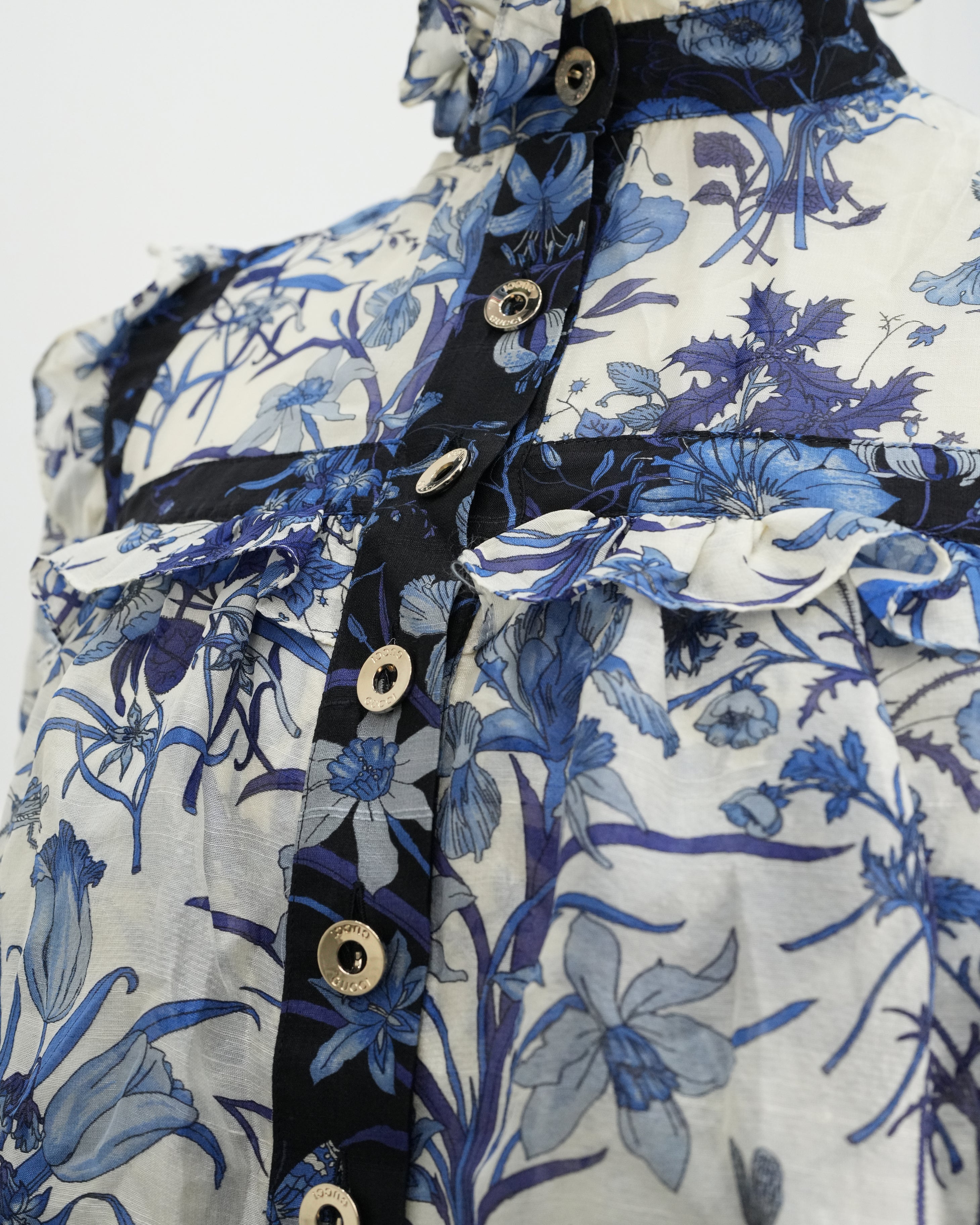 FLORAL SILK RUFFLE DRESS