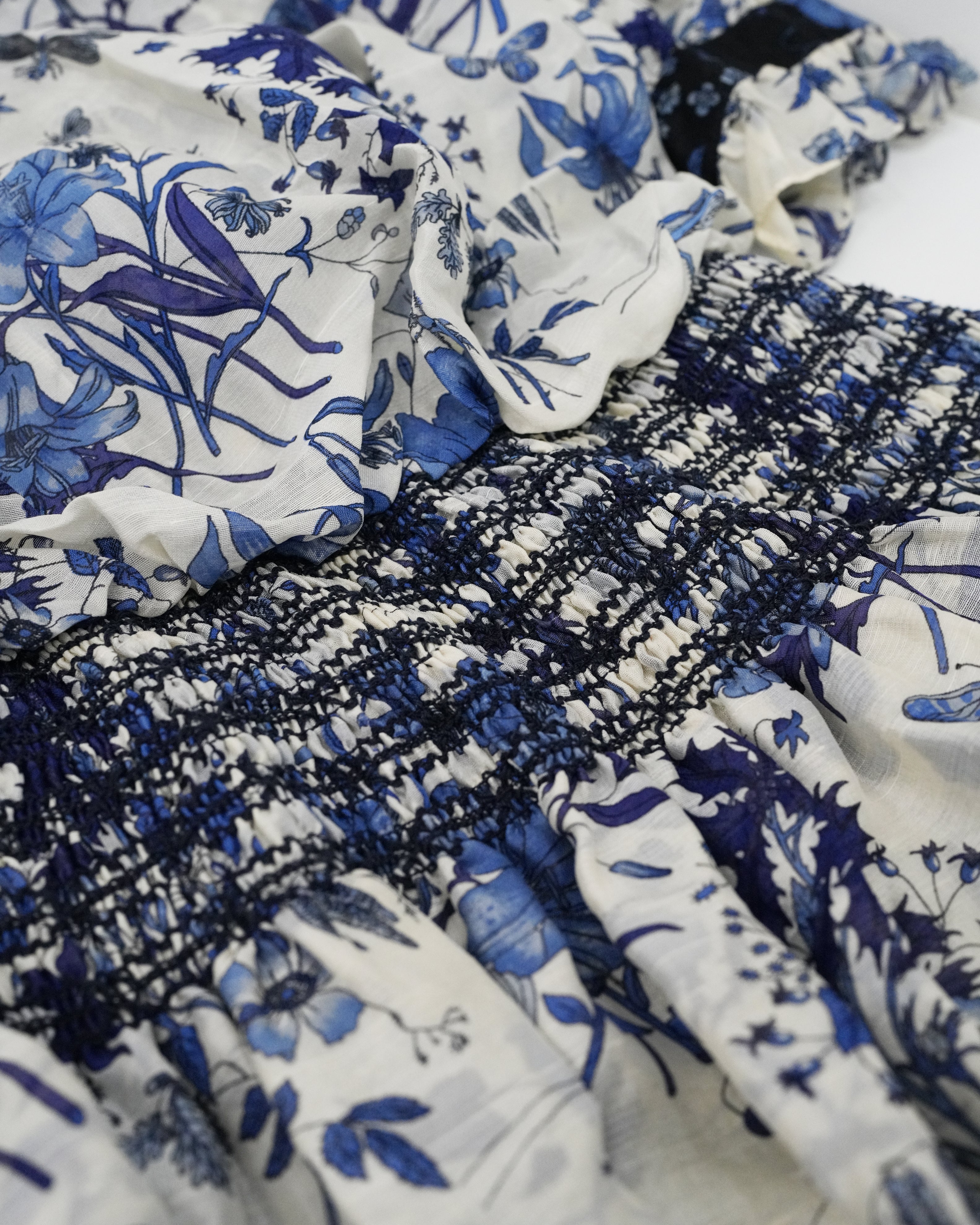 FLORAL SILK RUFFLE DRESS