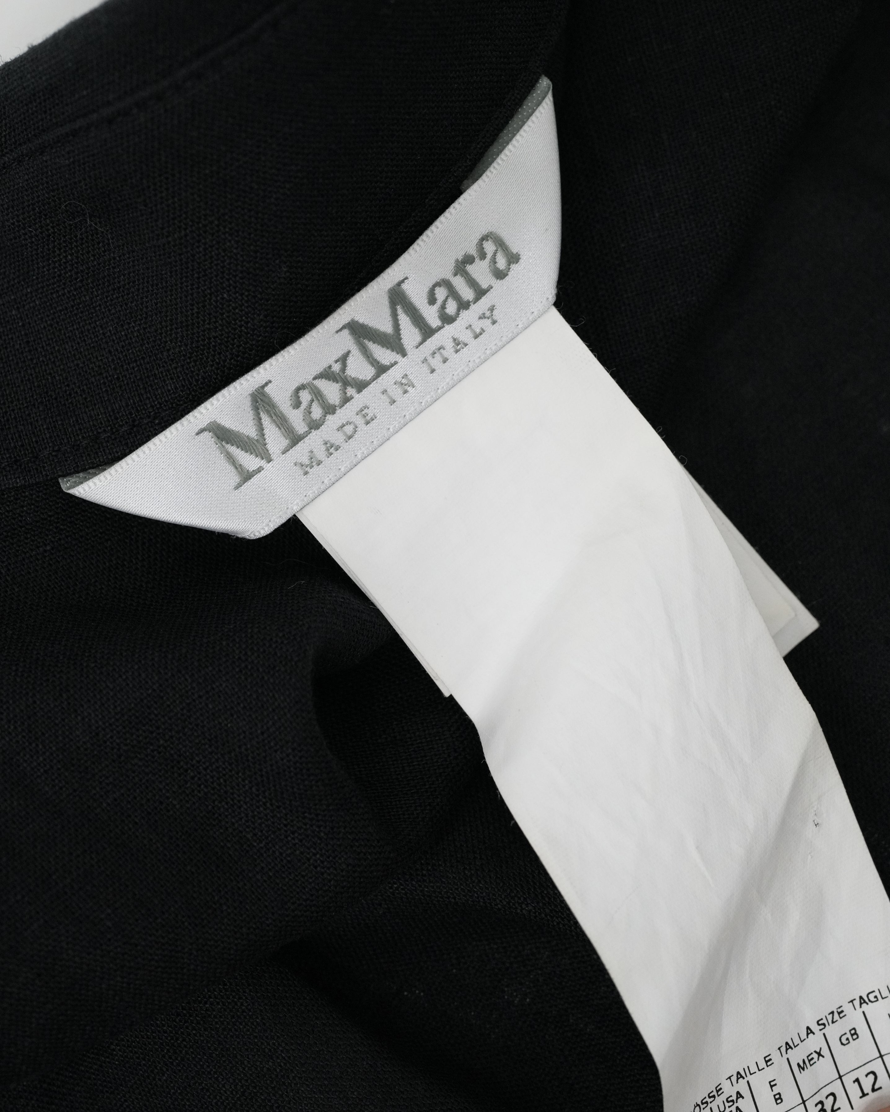 SLEEVELESS COLLARED LINEN BLOUSE BLACK SIZE 44