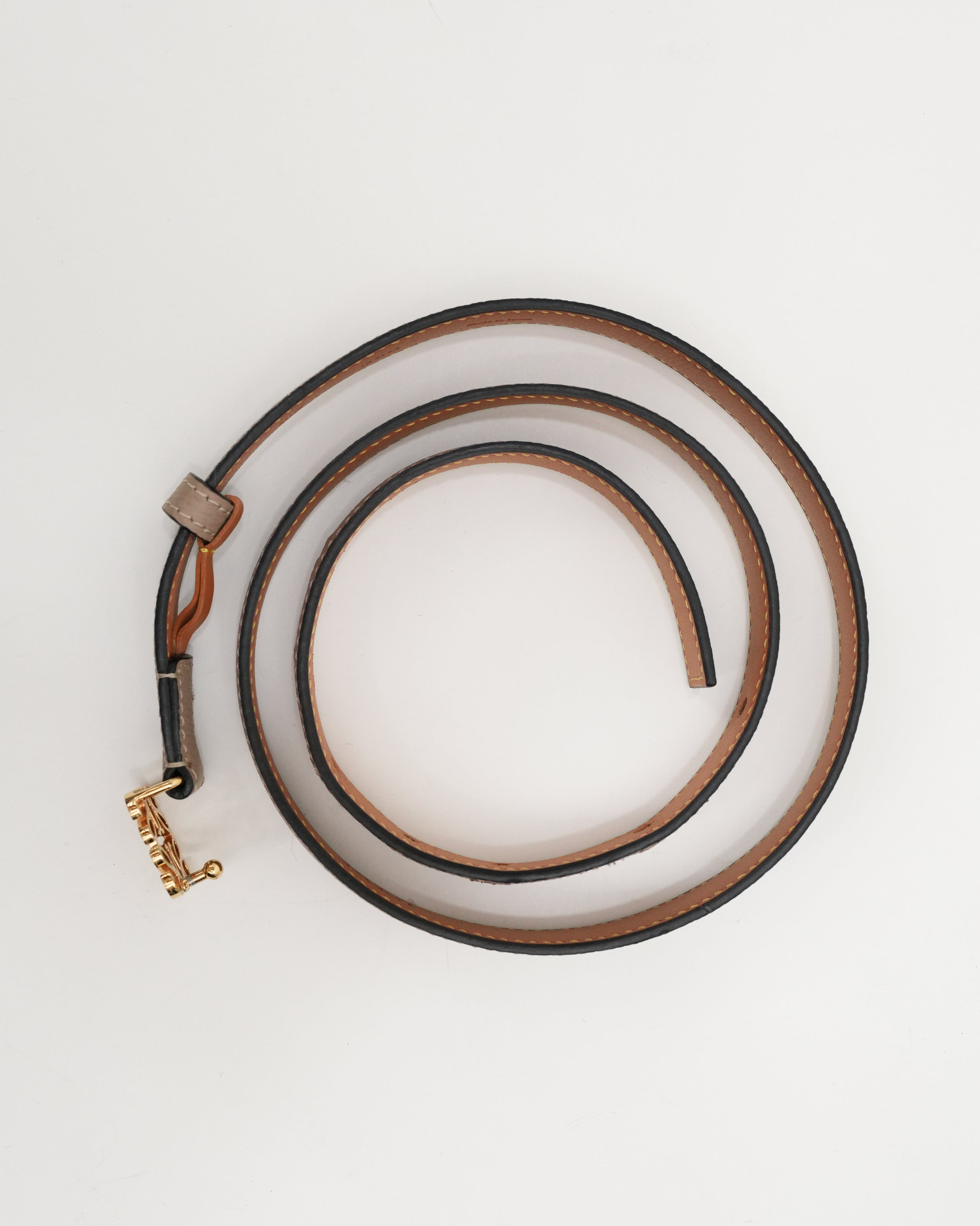 ANAGRAM IN PEBBLE GRAIN CALFSKIN BELT 20MM SAND/GOLD